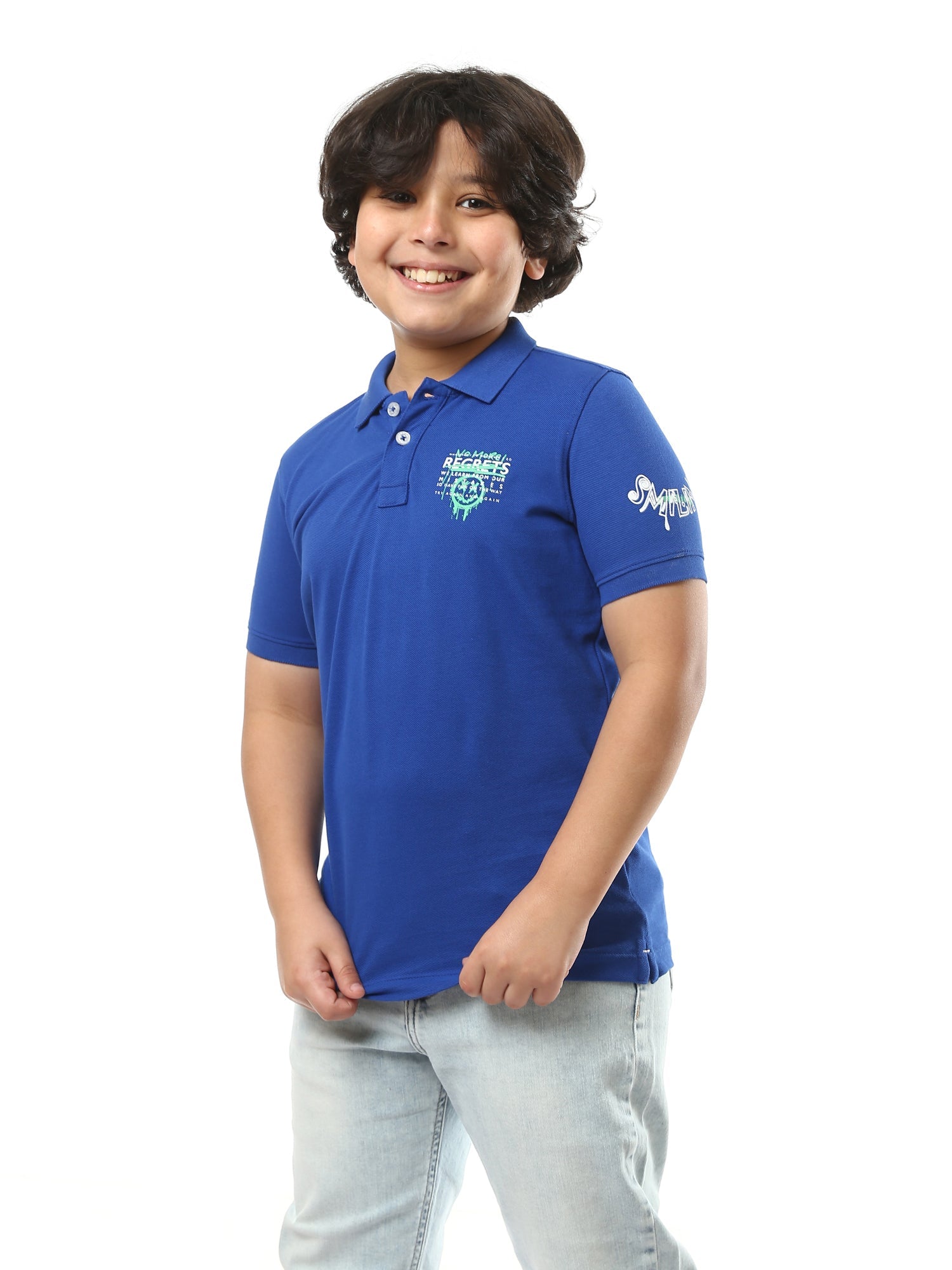 T-shirt polo pour enfants en bleu, au design moderne adapté à tous les styles – POS24SPPR31273TB1