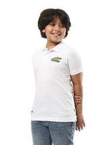 T-shirt polo pour enfants en blanc, au design simple et élégant – POS24SPPR31274TB1