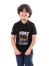 تيشيرت بولو أولادي أسود بتصميم مميز -POS24SPPR31275TB1