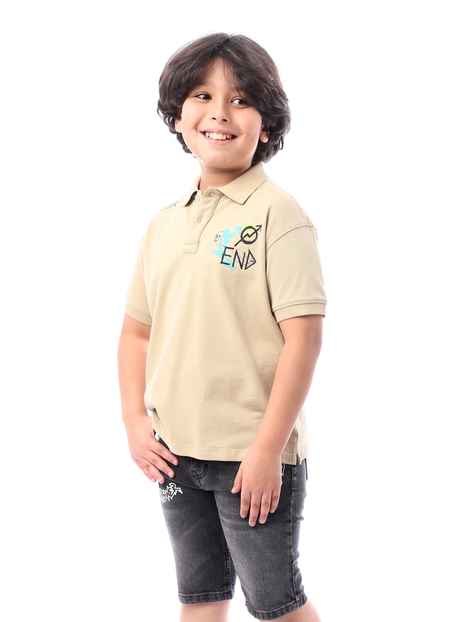 Polo pour enfant au design « graffiti » – Beige – POS24SPPR31276TB1