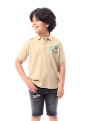Polo enfant design graffiti couleur beige - POS24SPPR31276TB1