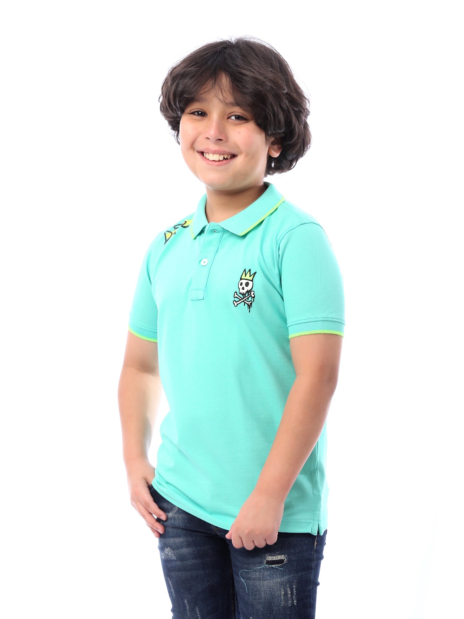 Polo pour garçon de couleur turquoise - POS24SPPR31279TB1