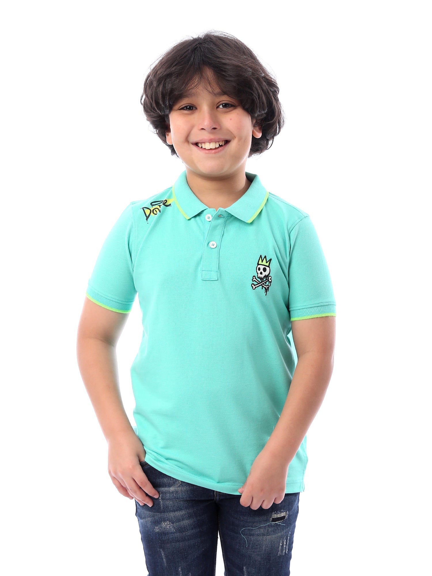 Polo pour garçon de couleur turquoise - POS24SPPR31279TB1