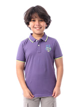 T-shirt polo pour garçon décoré en couleur mauve - POS24SPPR31280TB1