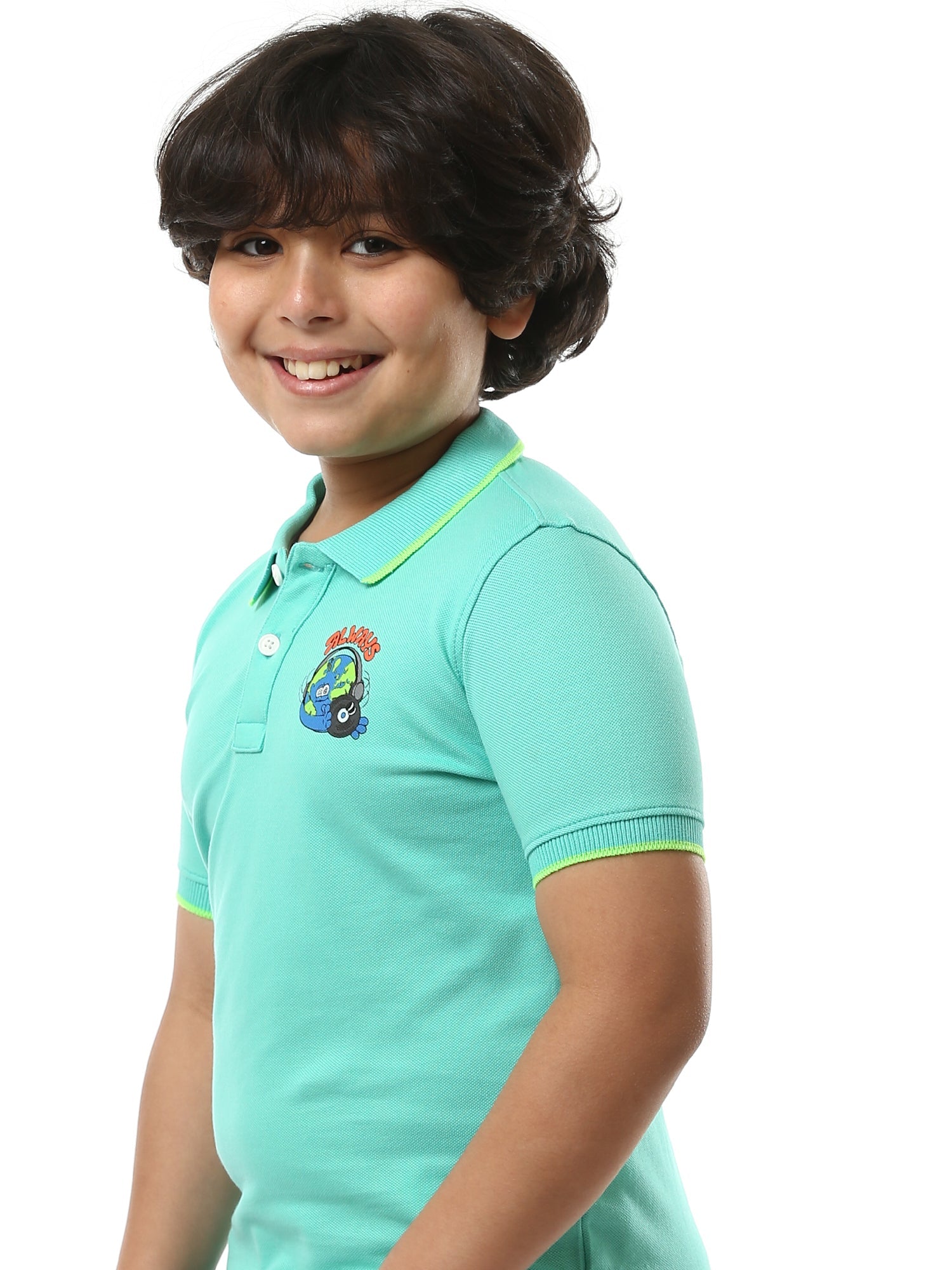 T-shirt polo garçon brodé au design moderne – POS24SPPR31285TB1