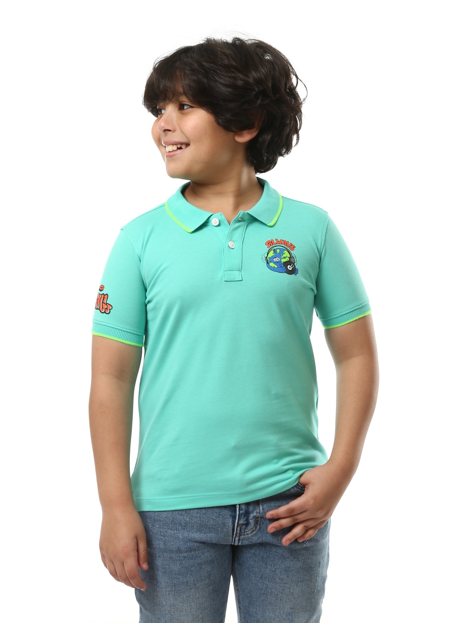 T-shirt polo garçon brodé au design moderne – POS24SPPR31285TB1