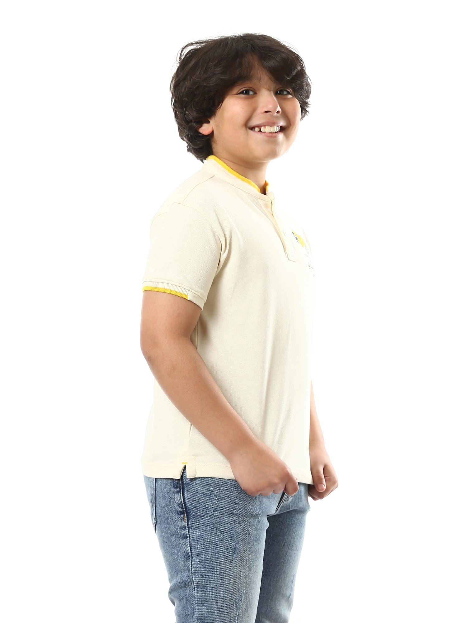 تيشيرت بولو للأطفال مع طبعة خلفية مميزة - POS24SPPU31299TB1