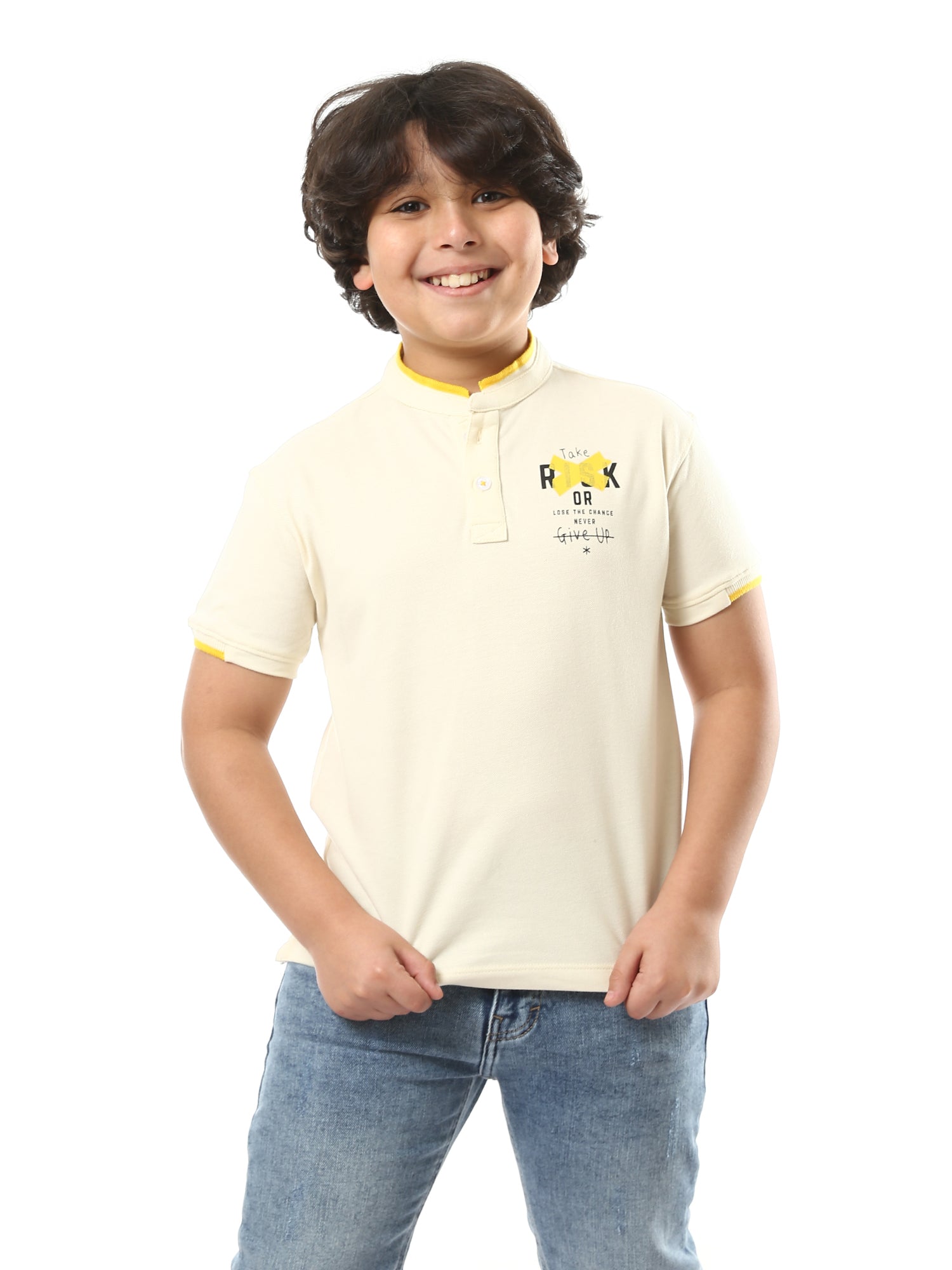 تيشيرت بولو للأطفال مع طبعة خلفية مميزة - POS24SPPU31299TB1