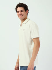 تي شيرت بولو رجالي أوف وايت مع سحاب - POS25SBPW21052TM1