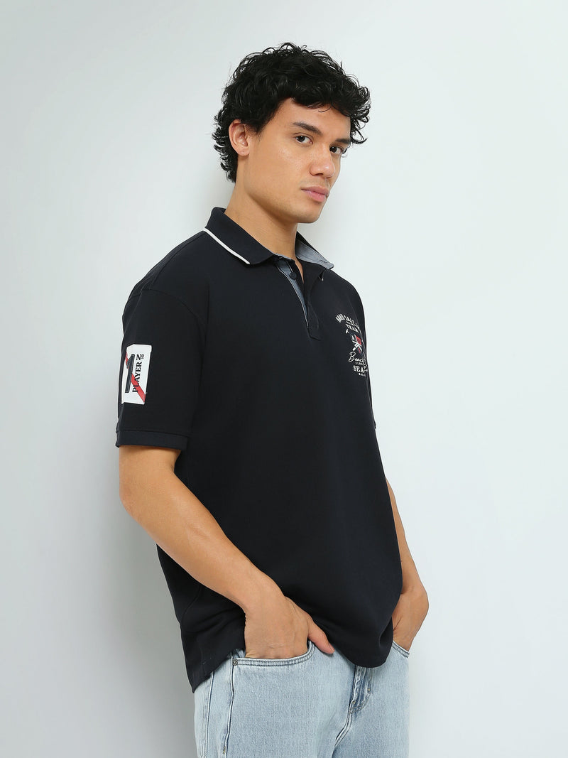 Polo Homme à Imprimé Nautique et Col Contrasté - POS25SEPR21067TM1