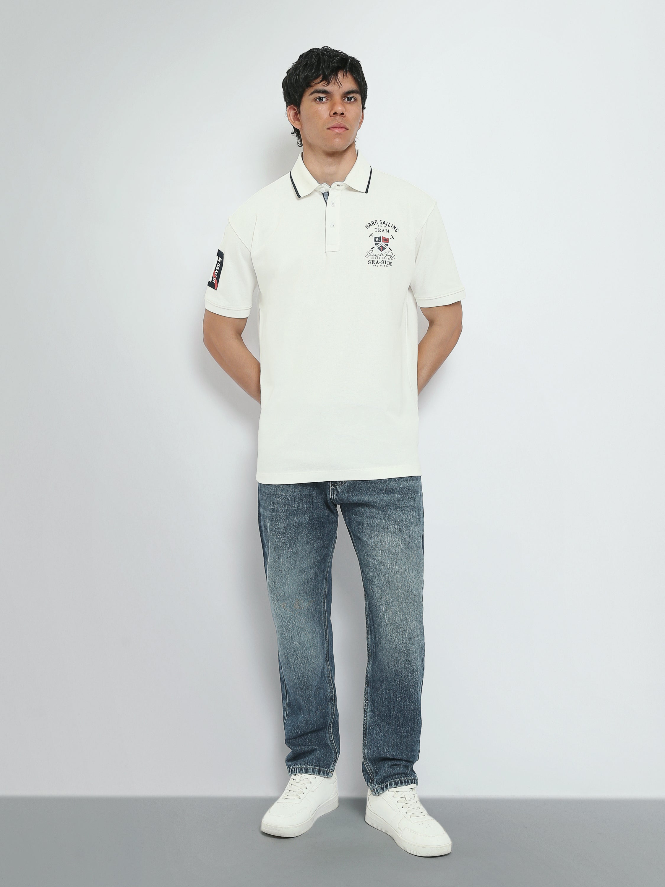 Polo Homme à Imprimé Nautique et Col Contrasté - POS25SEPR21067TM1