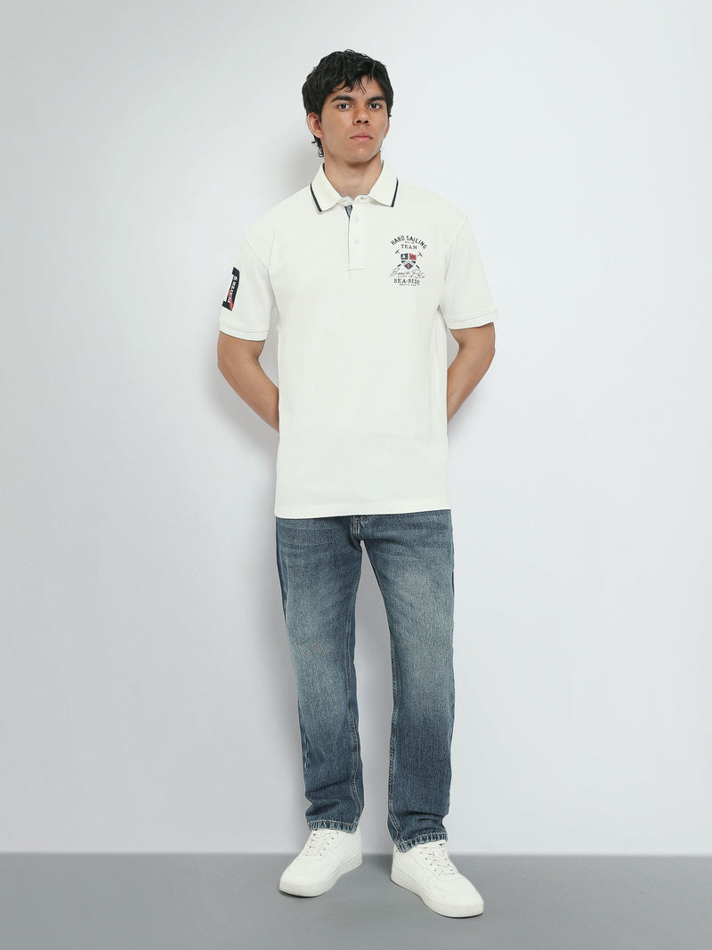 Polo Homme à Imprimé Nautique et Col Contrasté - POS25SEPR21067TM1