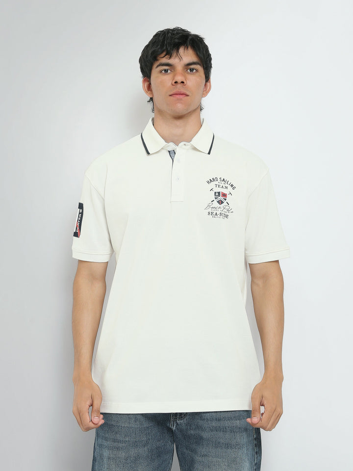 Polo Homme à Imprimé Nautique et Col Contrasté - POS25SEPR21067TM1