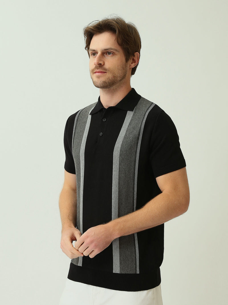 Polo Homme en Maille à Rayures Verticales - POS25SKMR21884TM1