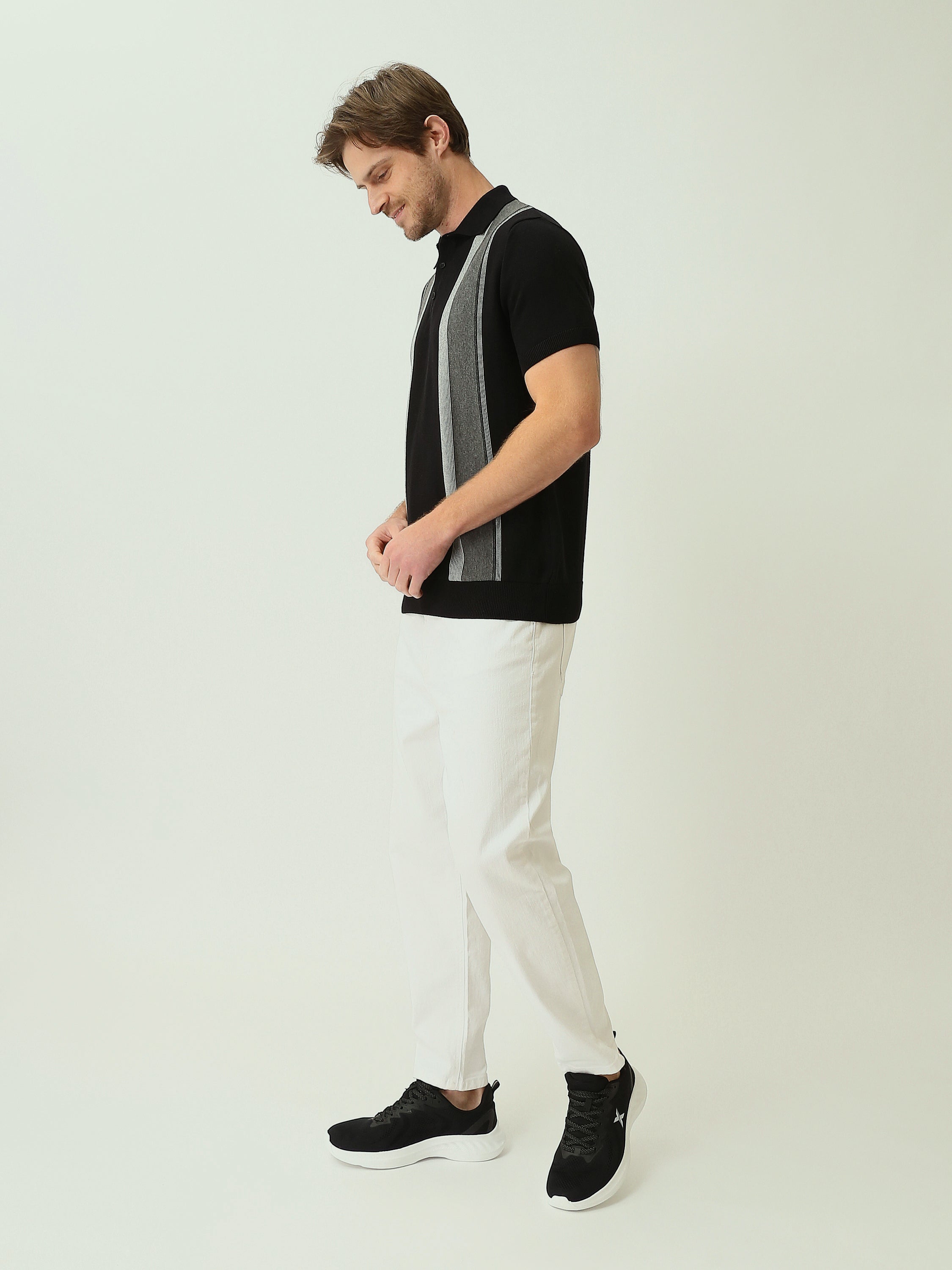 Polo Homme en Maille à Rayures Verticales - POS25SKMR21884TM1