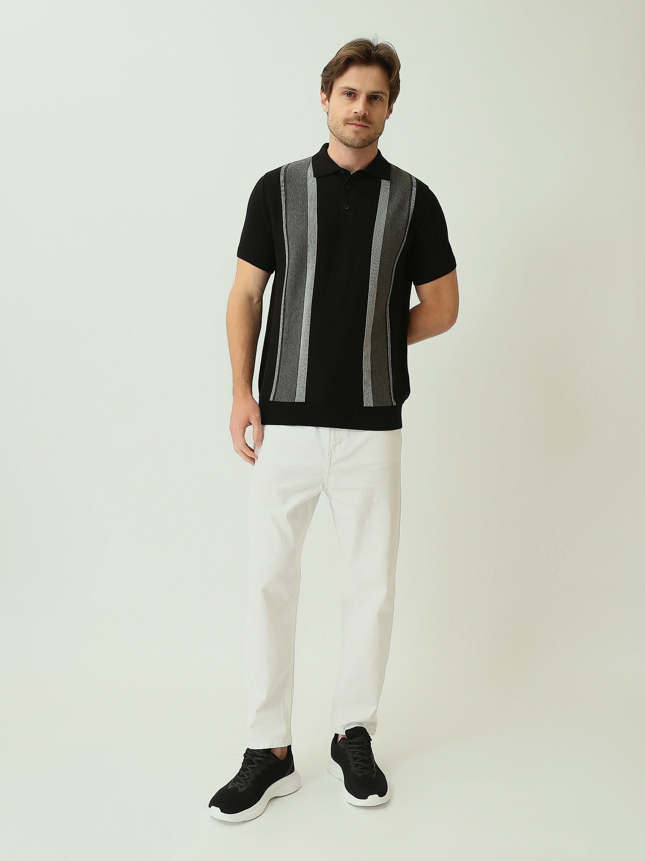 Polo Homme en Maille à Rayures Verticales - POS25SKMR21884TM1