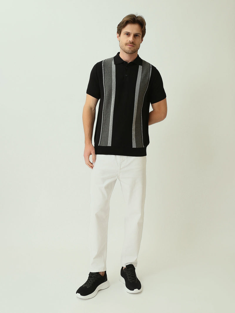 Polo Homme en Maille à Rayures Verticales - POS25SKMR21884TM1