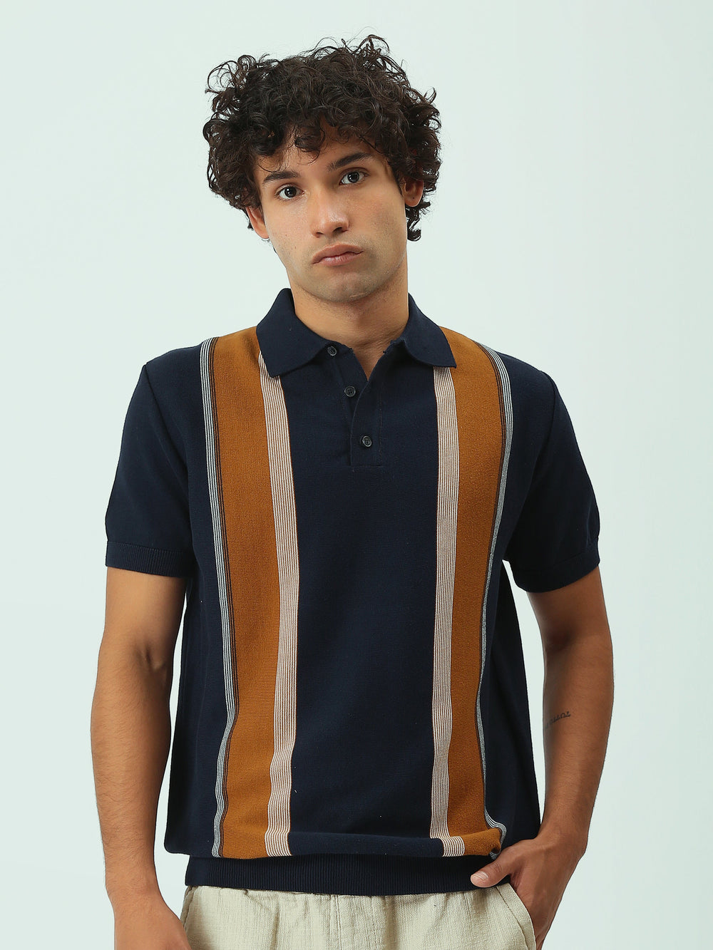 Polo Homme en Maille à Rayures Verticales - POS25SKMR21884TM1