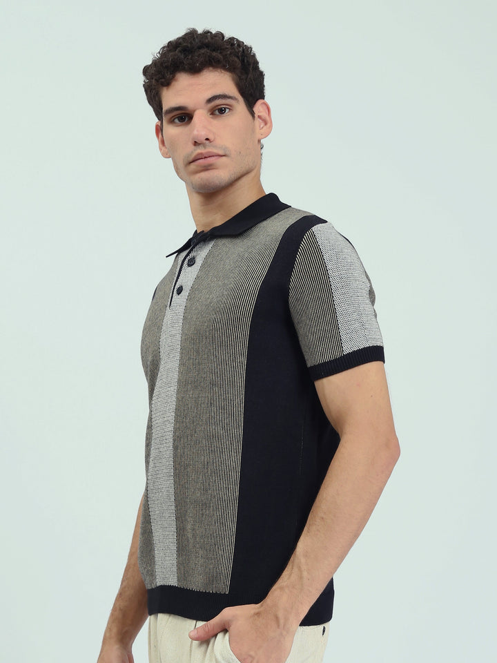 Polo Homme en Maille à Rayures Verticales - POS25SKMR21894TM1
