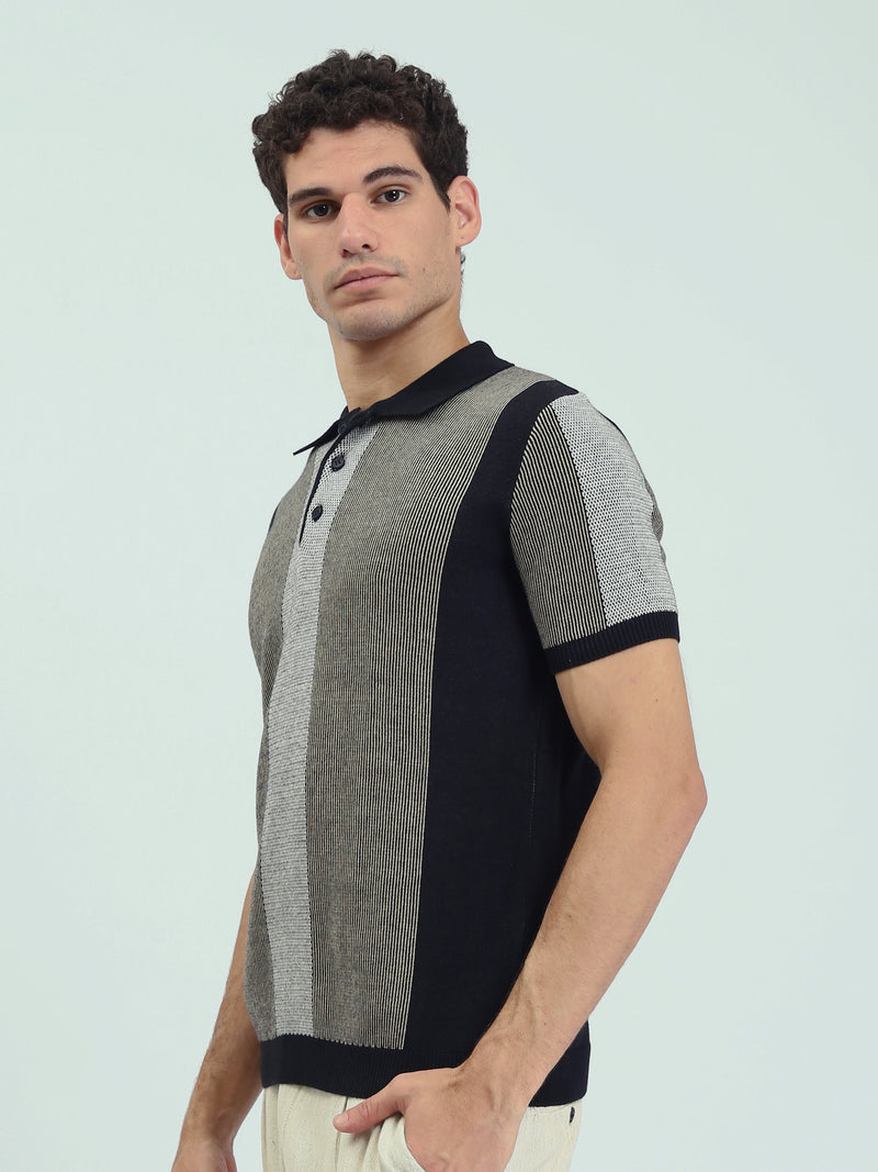 Polo Homme en Maille à Rayures Verticales - POS25SKMR21894TM1