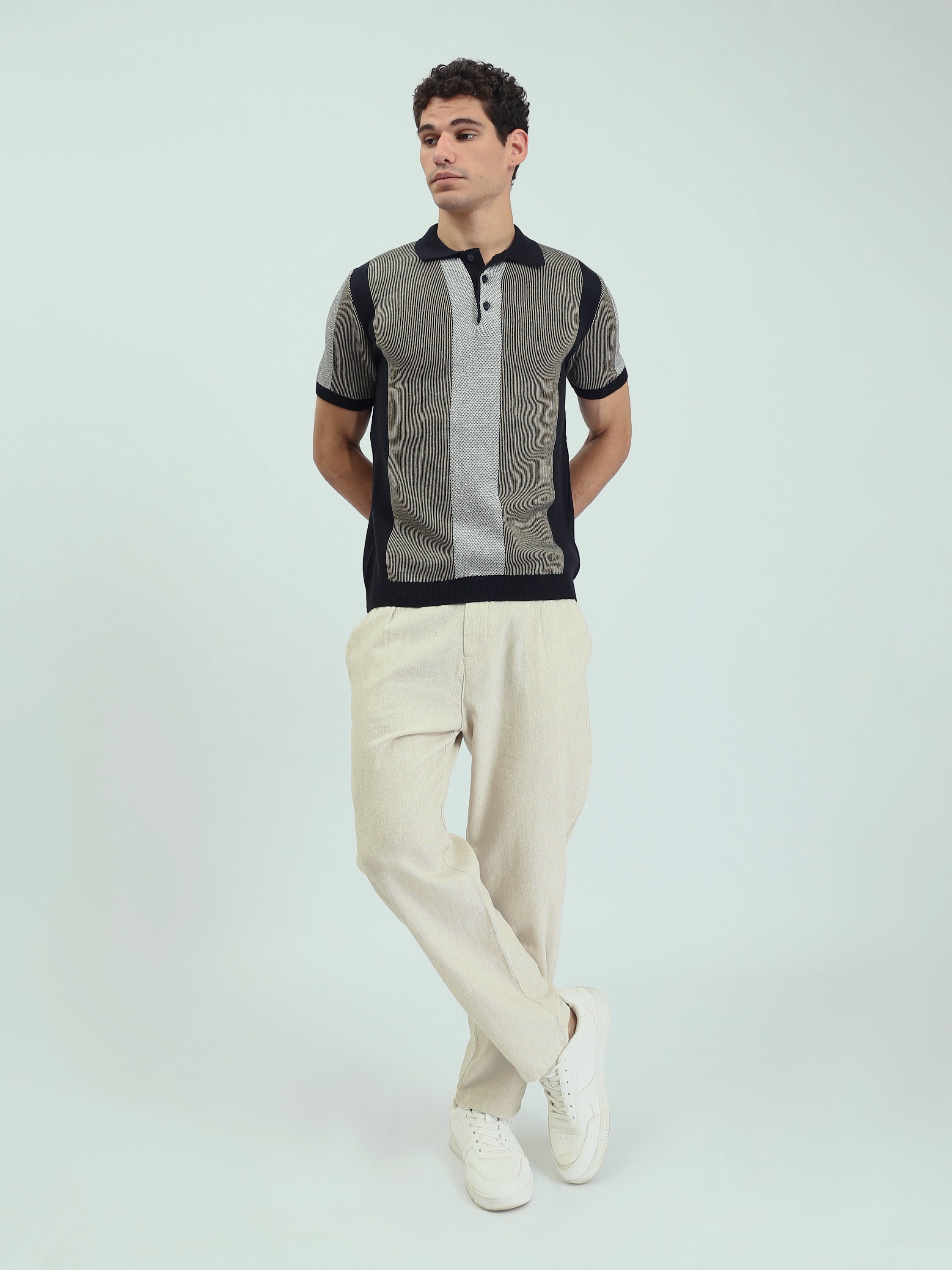 Polo Homme en Maille à Rayures Verticales - POS25SKMR21894TM1