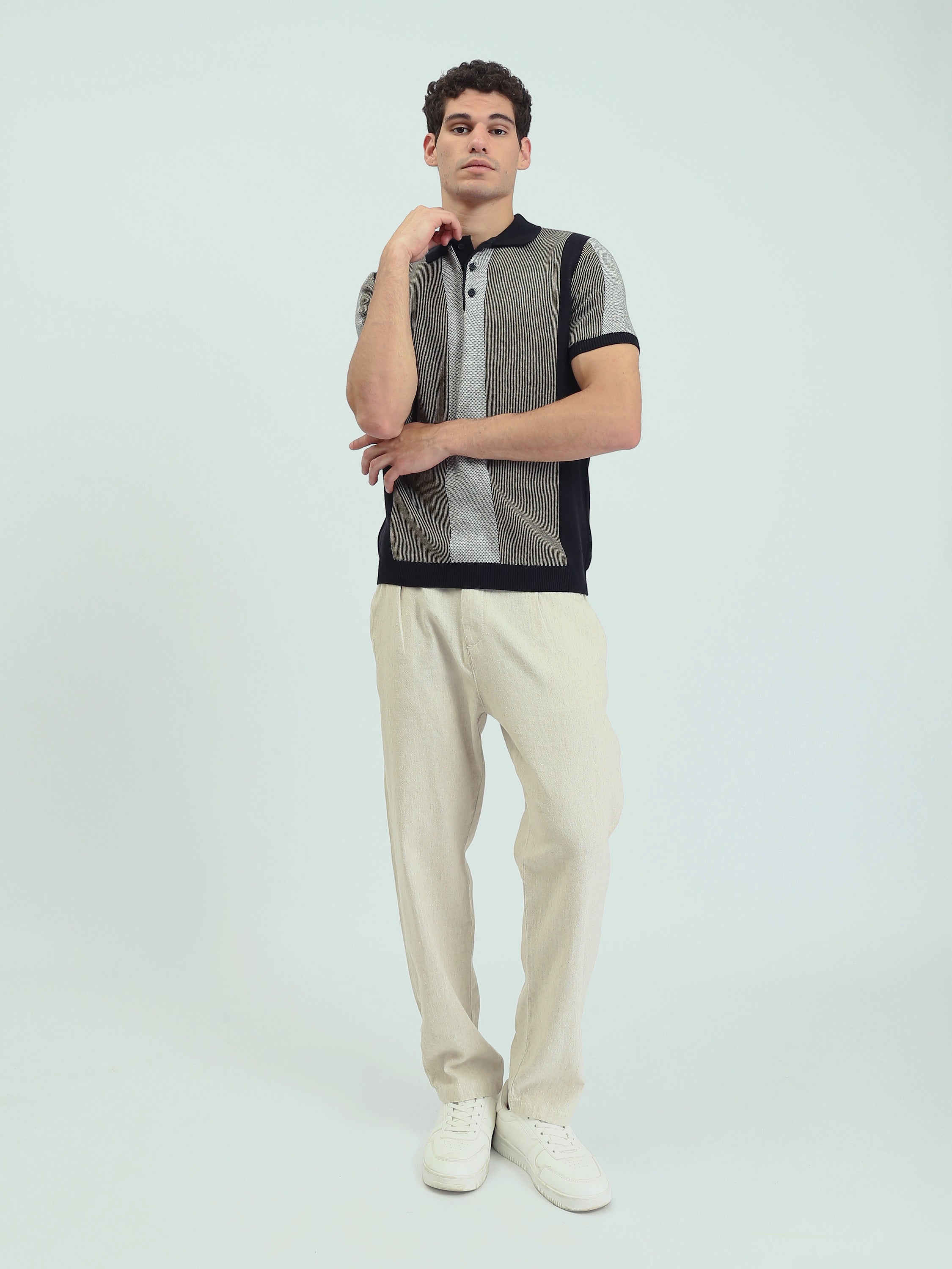 Polo Homme en Maille à Rayures Verticales - POS25SKMR21894TM1