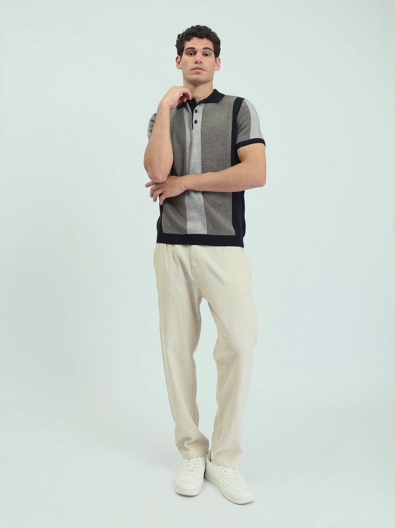 Polo Homme en Maille à Rayures Verticales - POS25SKMR21894TM1