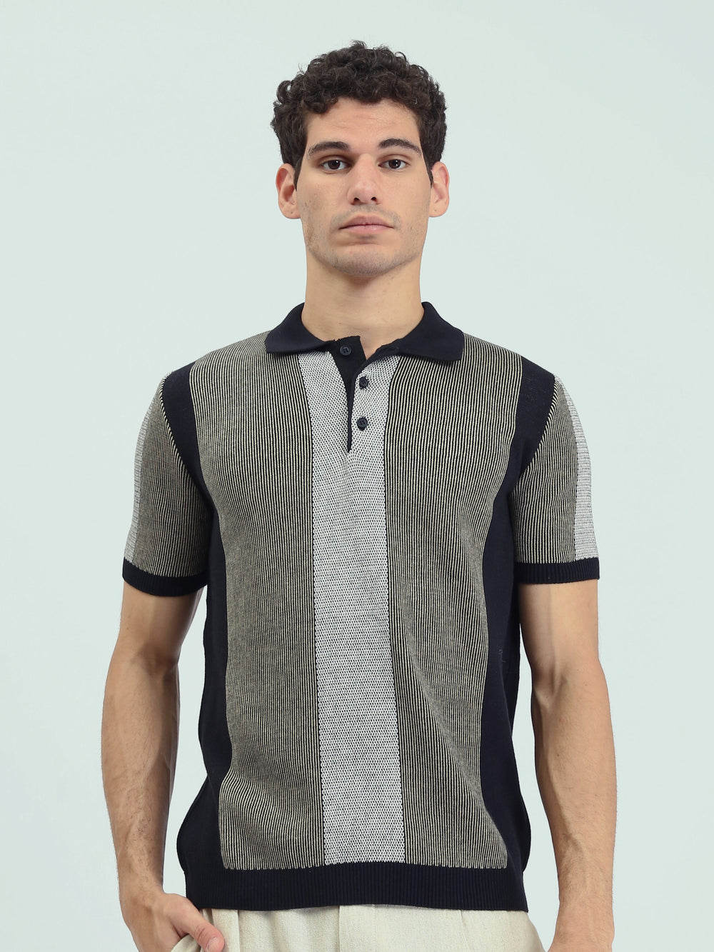 Polo Homme en Maille à Rayures Verticales - POS25SKMR21894TM1