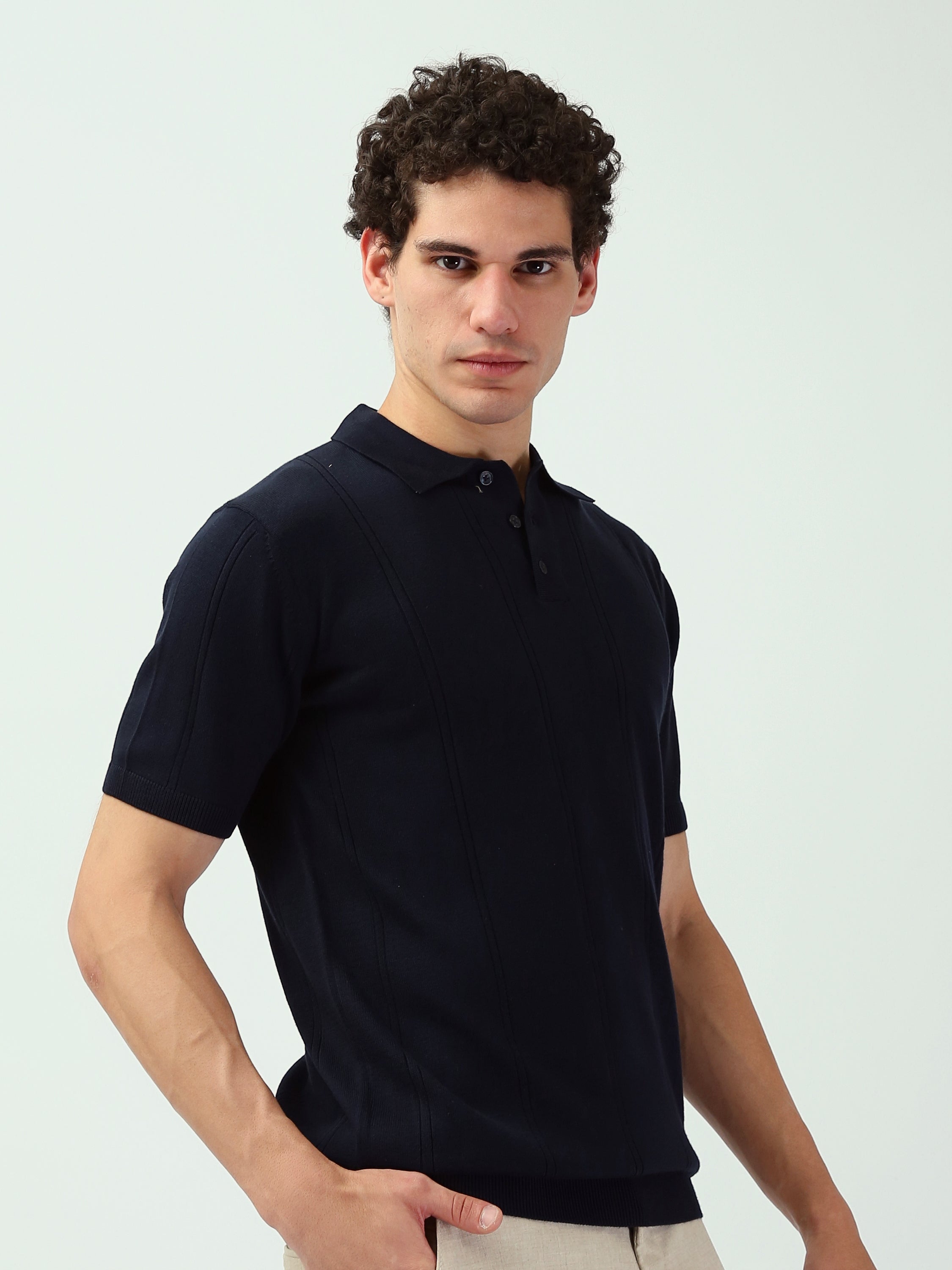 Polo Homme en Maille à Manches Courtes – Style Élégant - POS25SKMR21930TM1