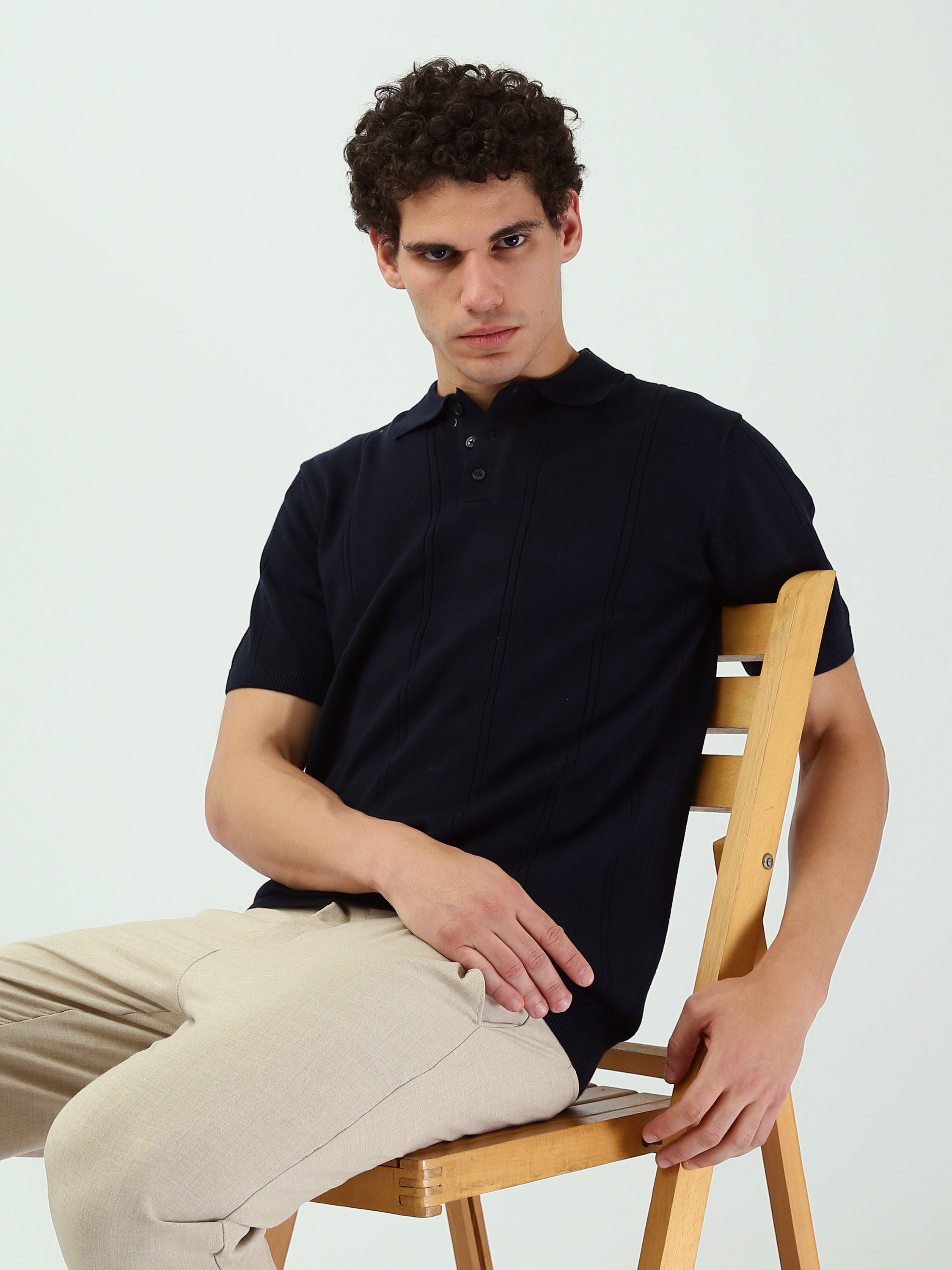 Polo Homme en Maille à Manches Courtes – Style Élégant - POS25SKMR21930TM1
