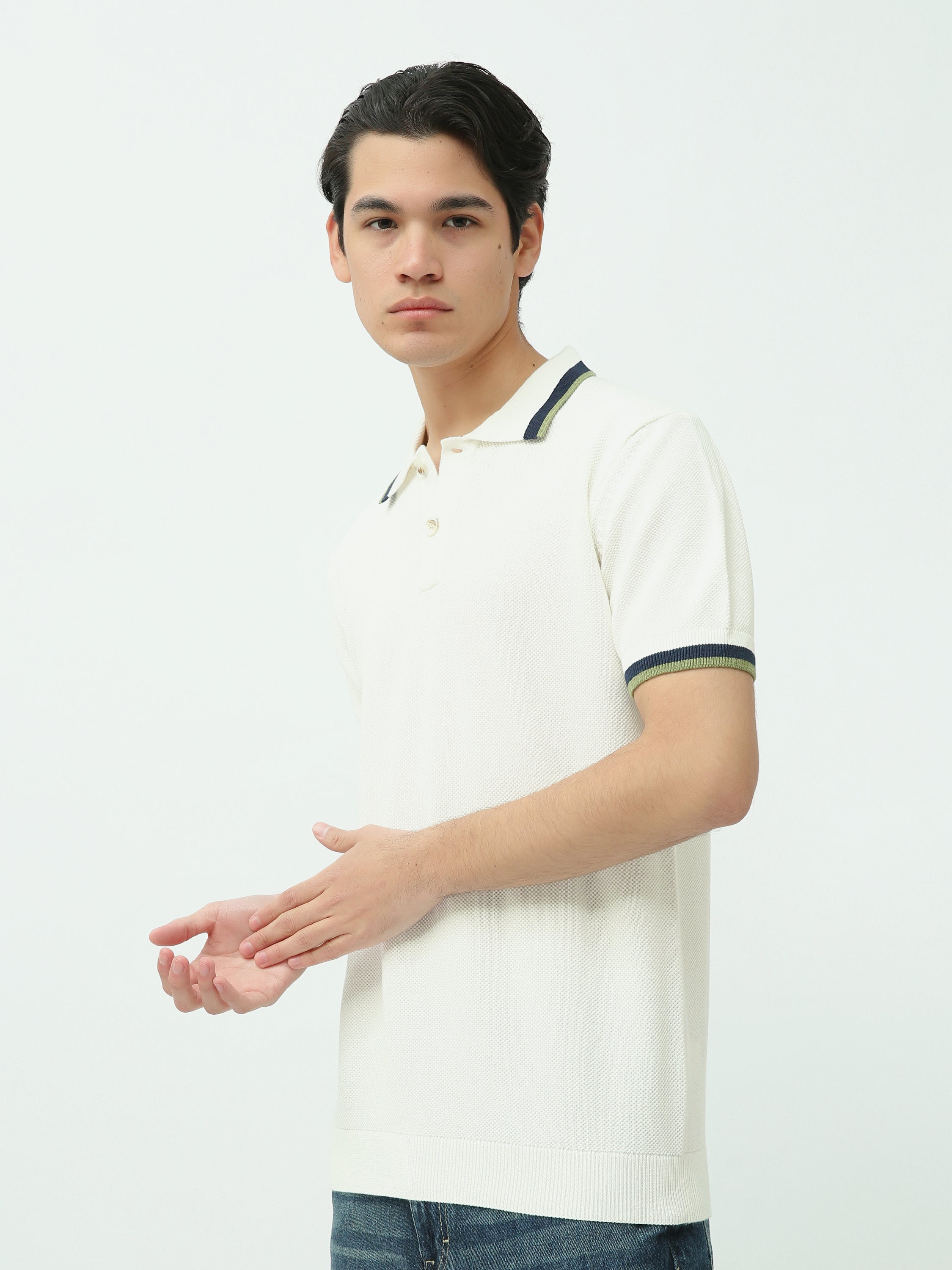 Polo Homme Off-White à Manches Courtes – Style Élégant Casual - POS25SKMR21931TM1