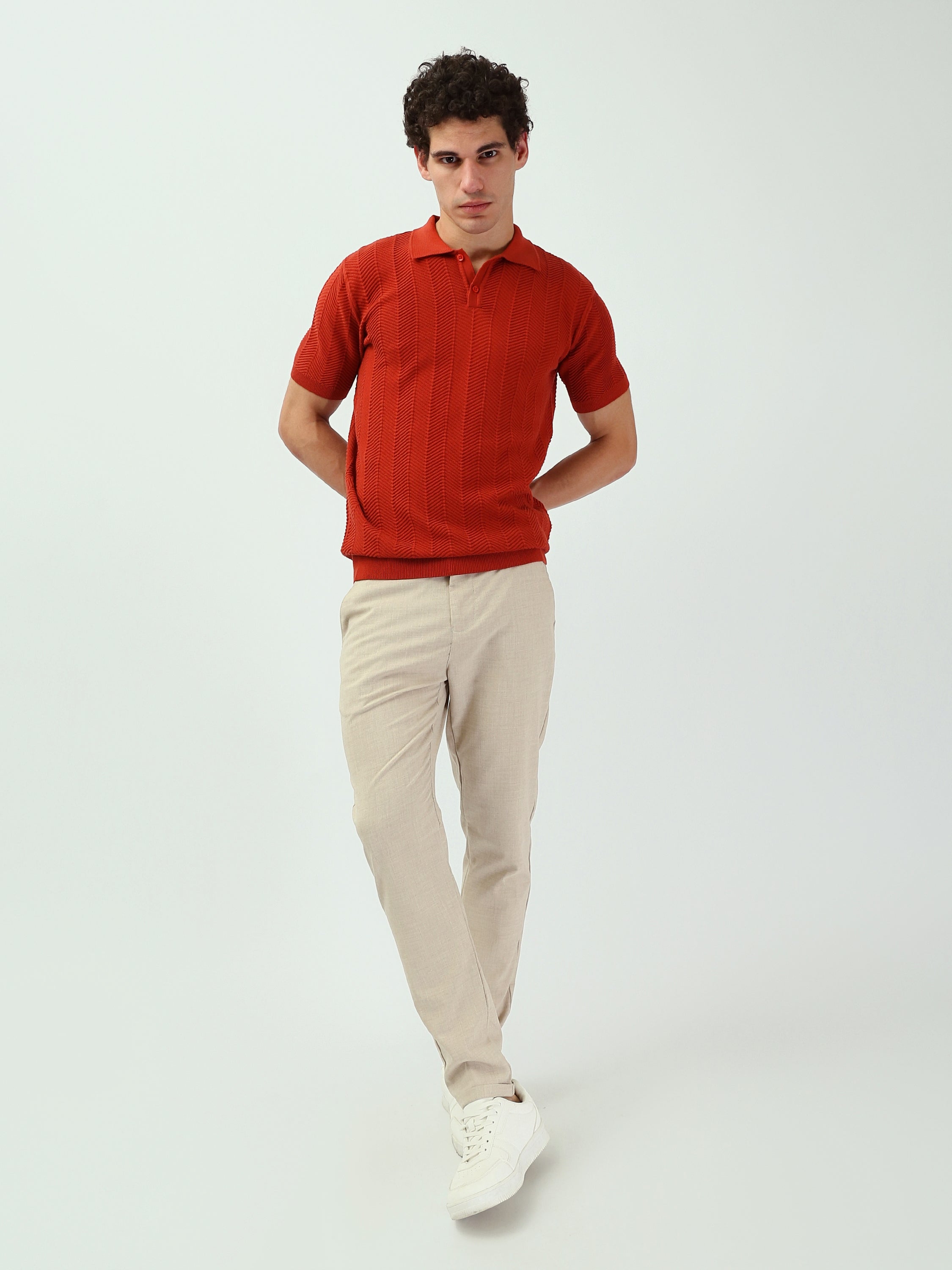 Polo homme à motifs entrelacés au style élégant - POS25SKTR21932TM1