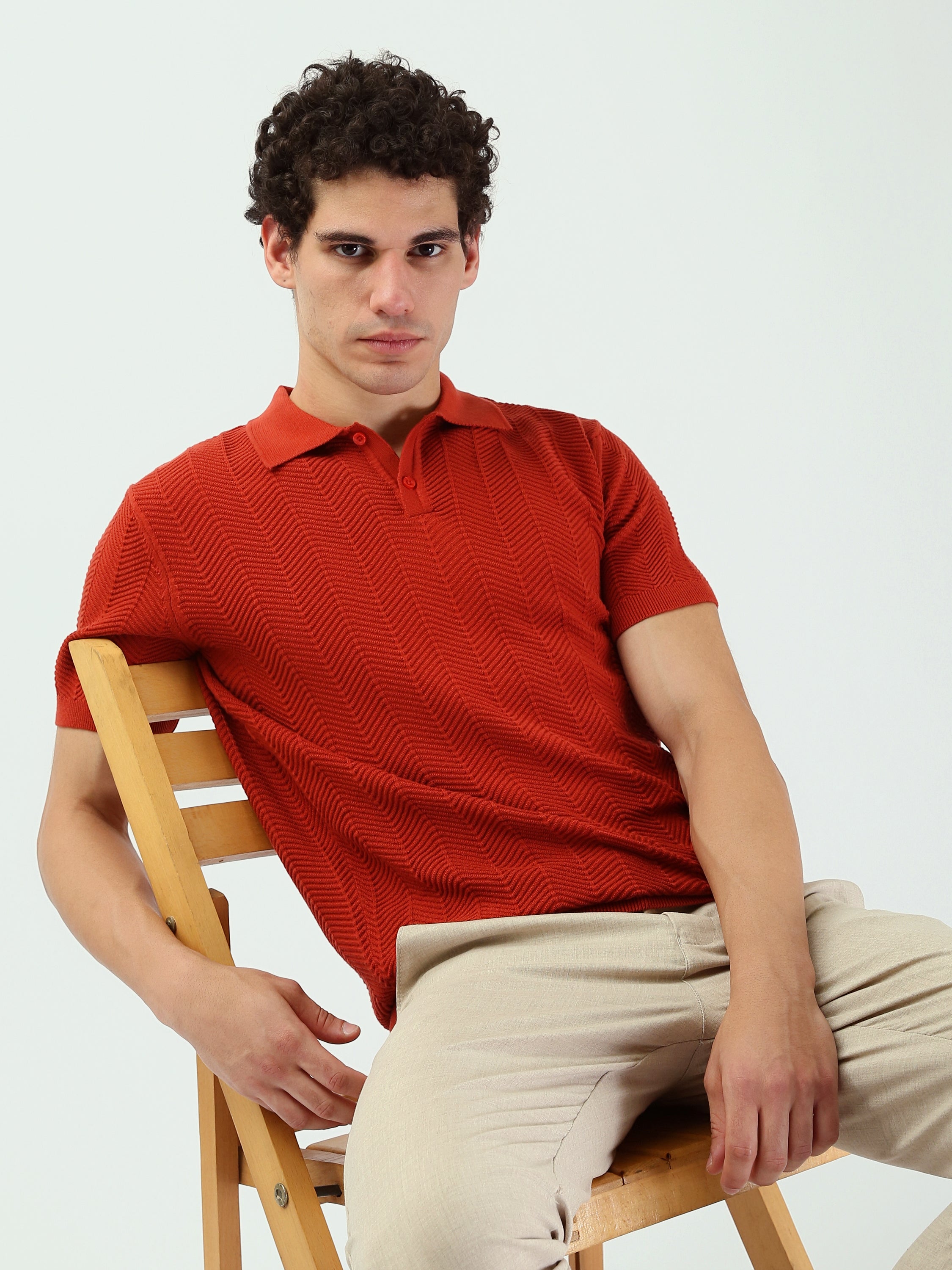 Polo homme à motifs entrelacés au style élégant - POS25SKTR21932TM1
