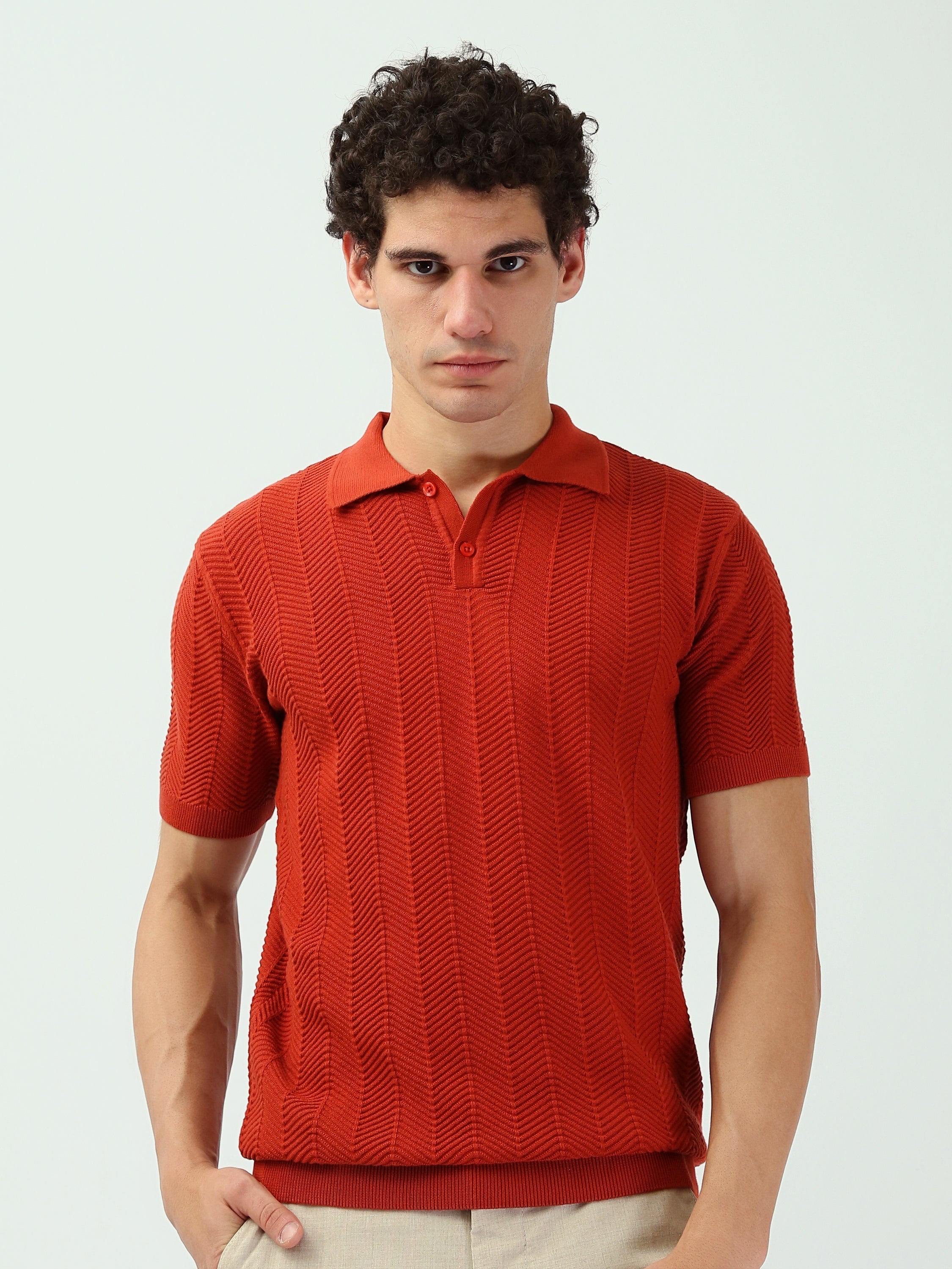 Polo homme à motifs entrelacés au style élégant - POS25SKTR21932TM1