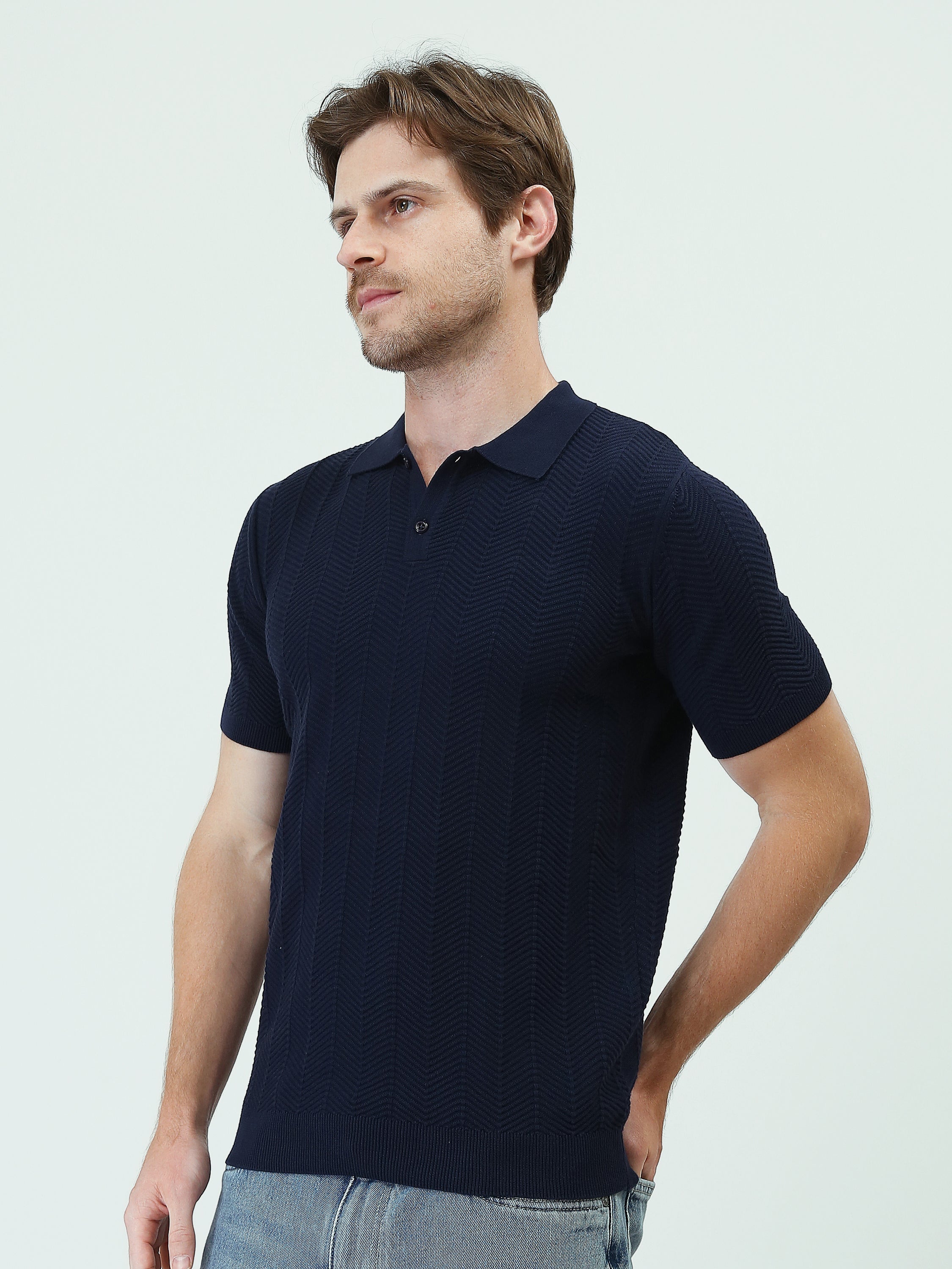 Polo homme à motifs entrelacés au style élégant - POS25SKTR21932TM1