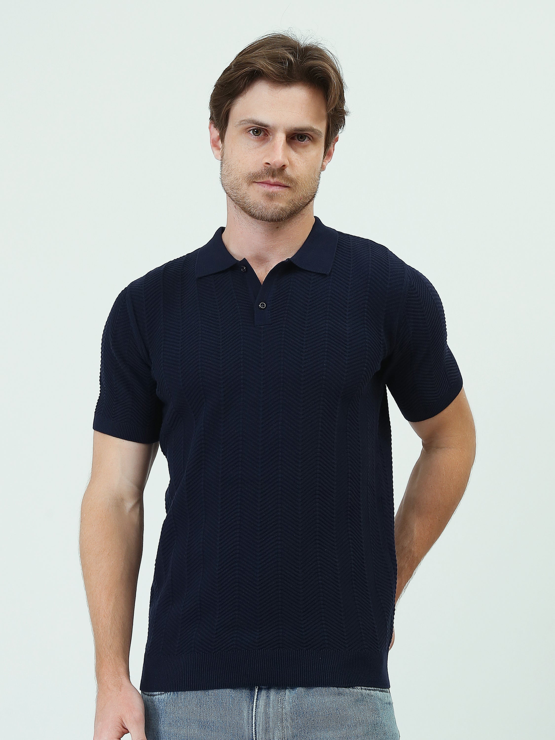 Polo homme à motifs entrelacés au style élégant - POS25SKTR21932TM1