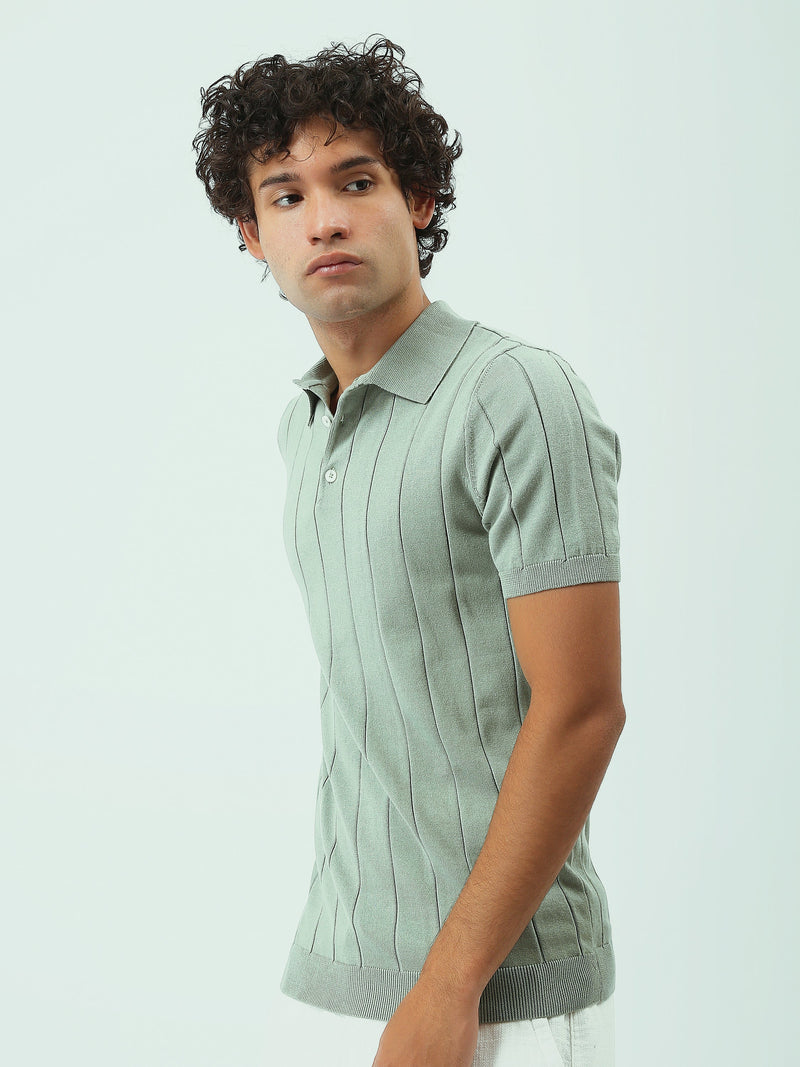 Polo Homme en Maille à Rayures Verticales – Style Élégant - POS25SKTR21933TM1