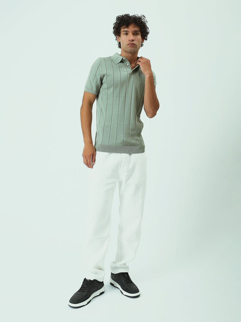 Polo Homme en Maille à Rayures Verticales – Style Élégant - POS25SKTR21933TM1