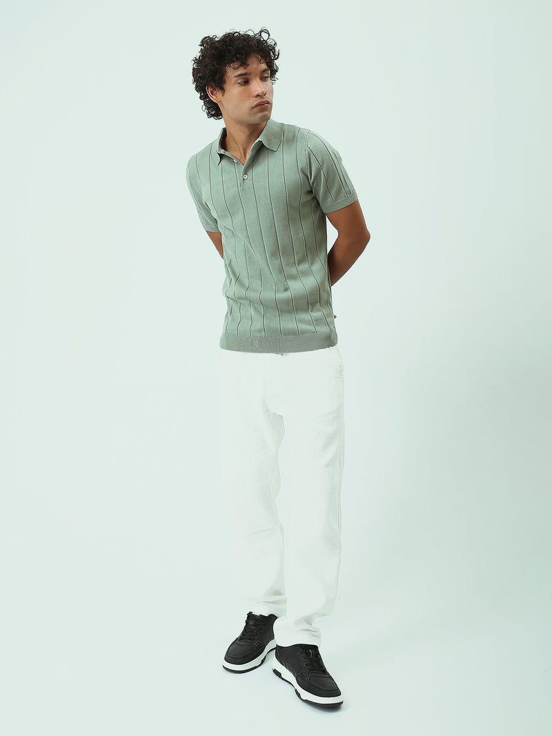 Polo Homme en Maille à Rayures Verticales – Style Élégant - POS25SKTR21933TM1