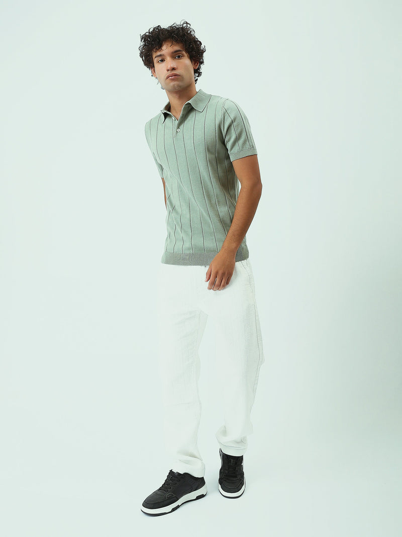 Polo Homme en Maille à Rayures Verticales – Style Élégant - POS25SKTR21933TM1