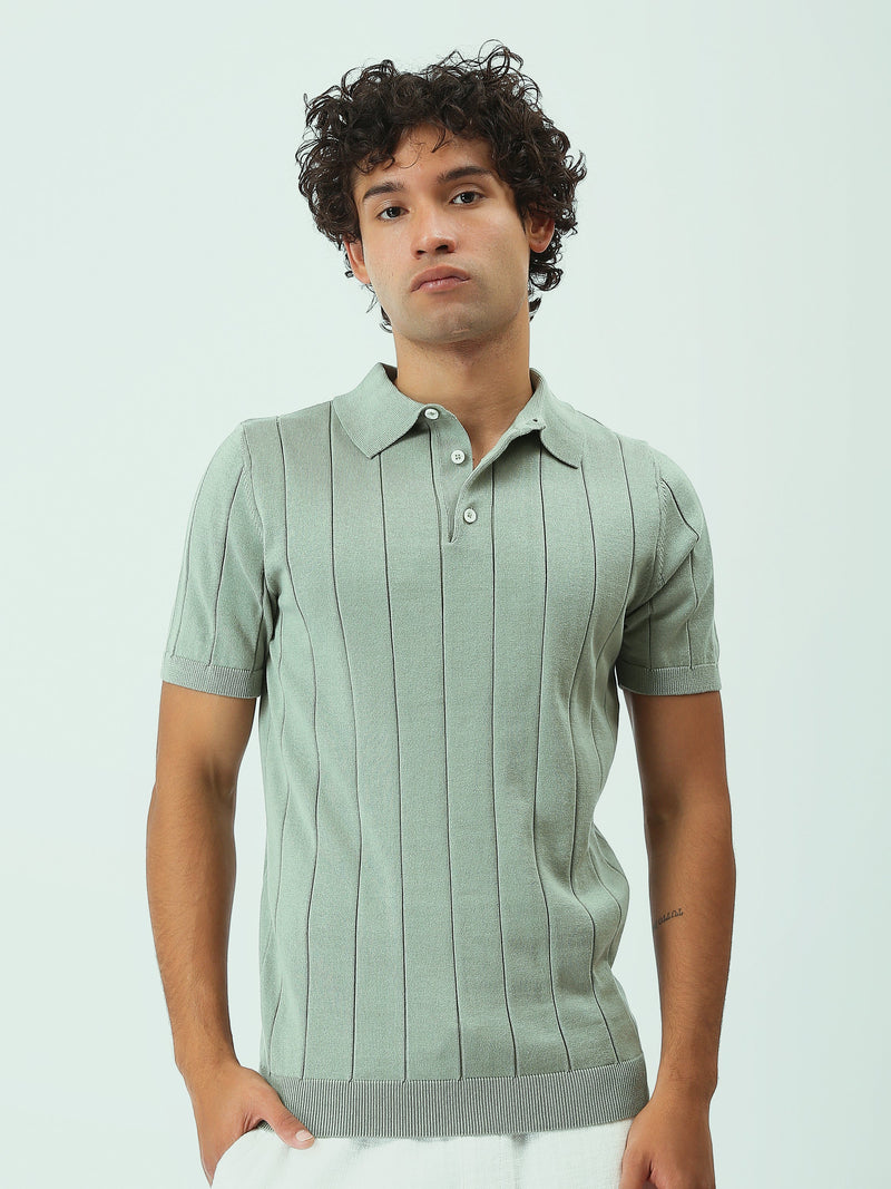 Polo Homme en Maille à Rayures Verticales – Style Élégant - POS25SKTR21933TM1