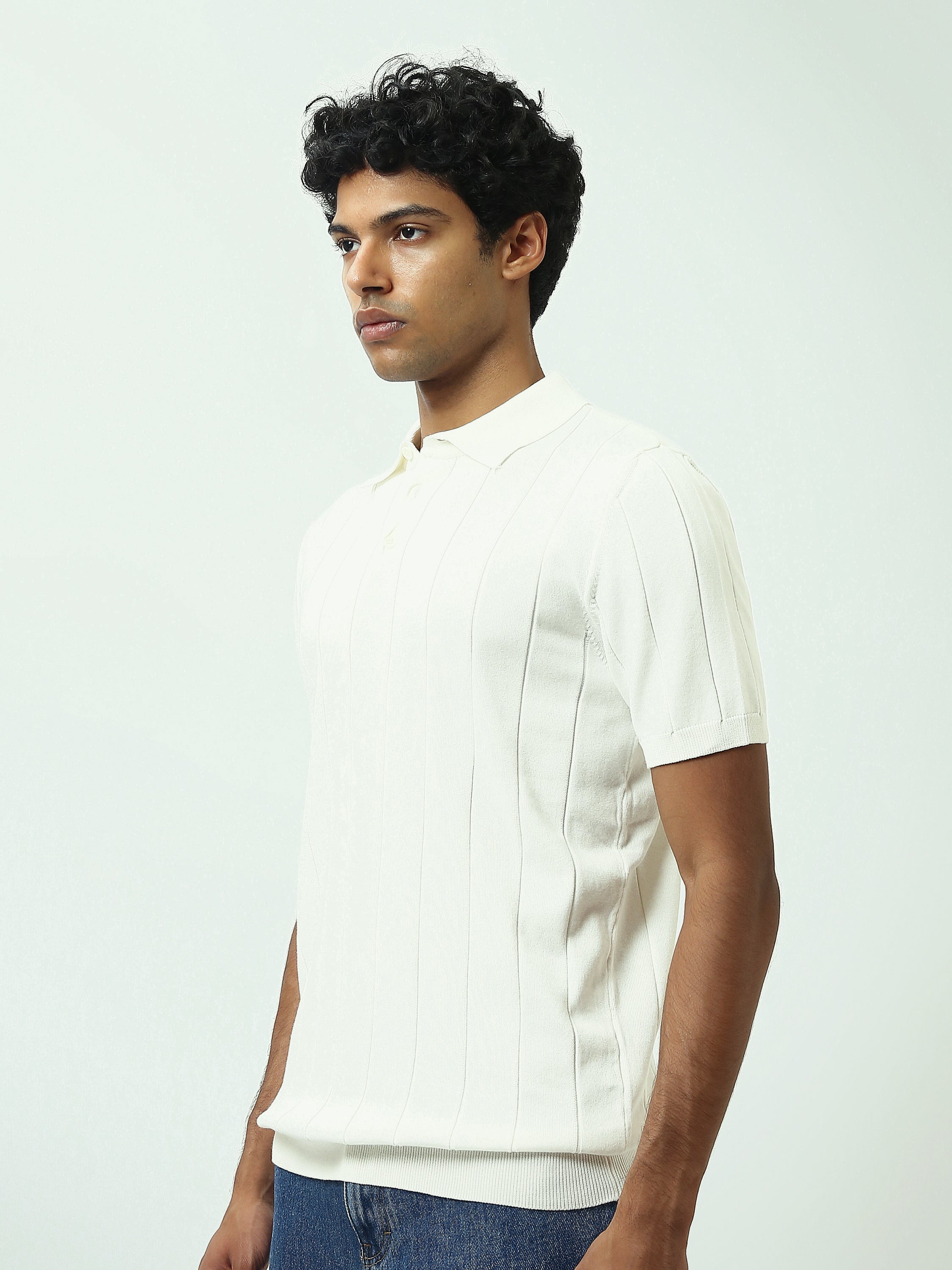 Polo Homme en Maille à Rayures Verticales – Style Élégant - POS25SKTR21933TM1