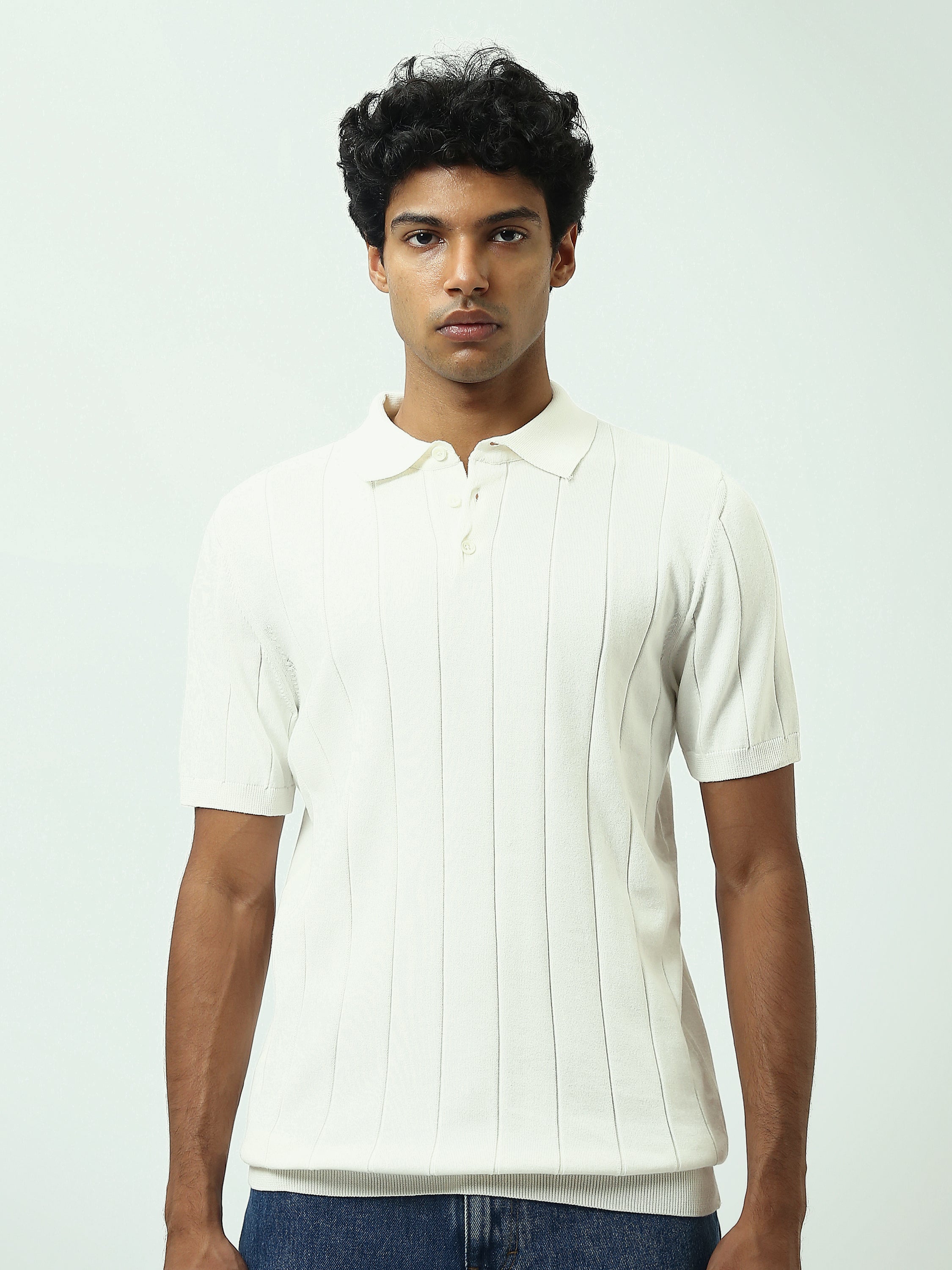 Polo Homme en Maille à Rayures Verticales – Style Élégant - POS25SKTR21933TM1