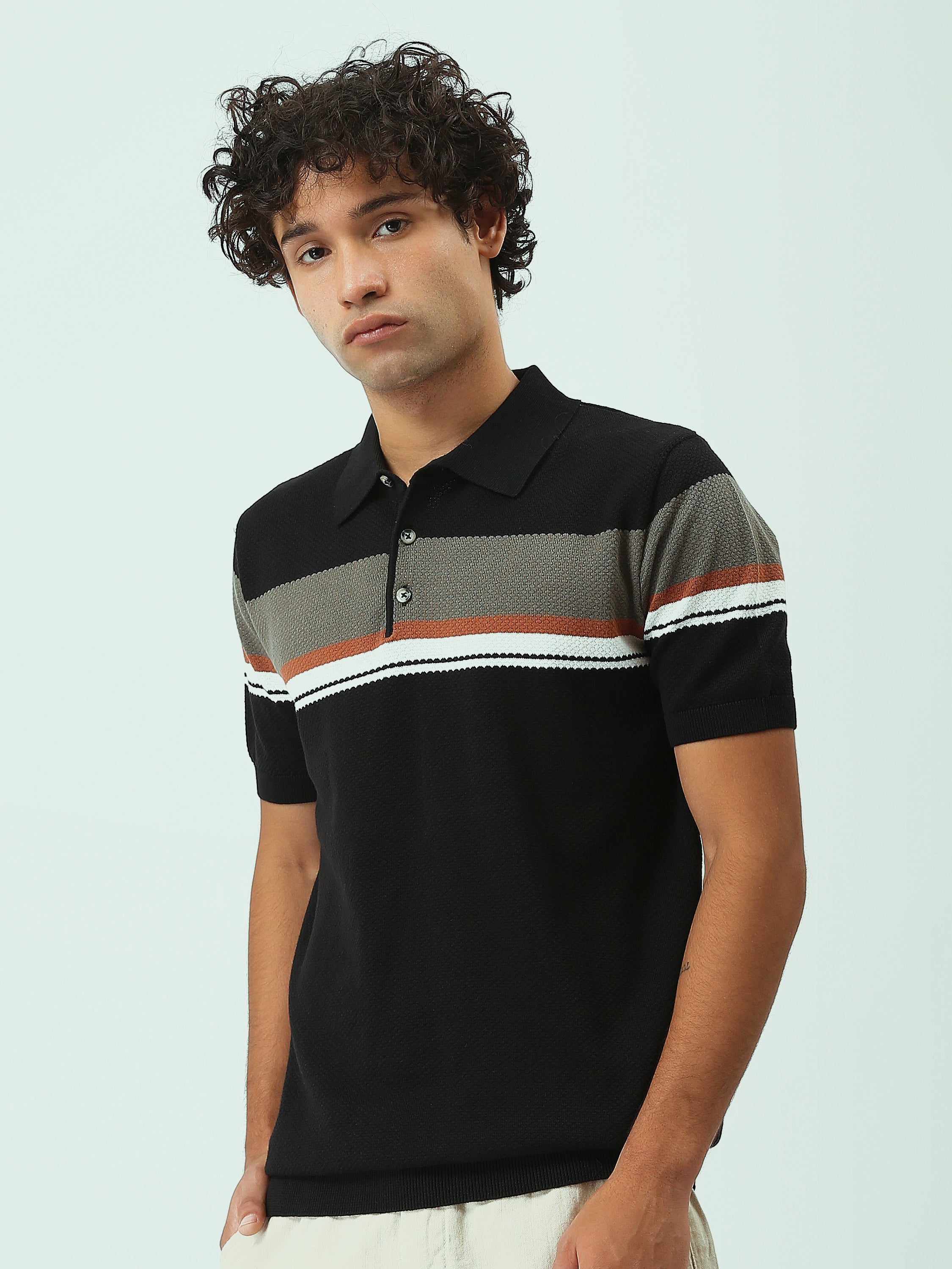 Polo Homme en Maille à Rayures – Style Casual Chic - POS25SKTR21935TM1