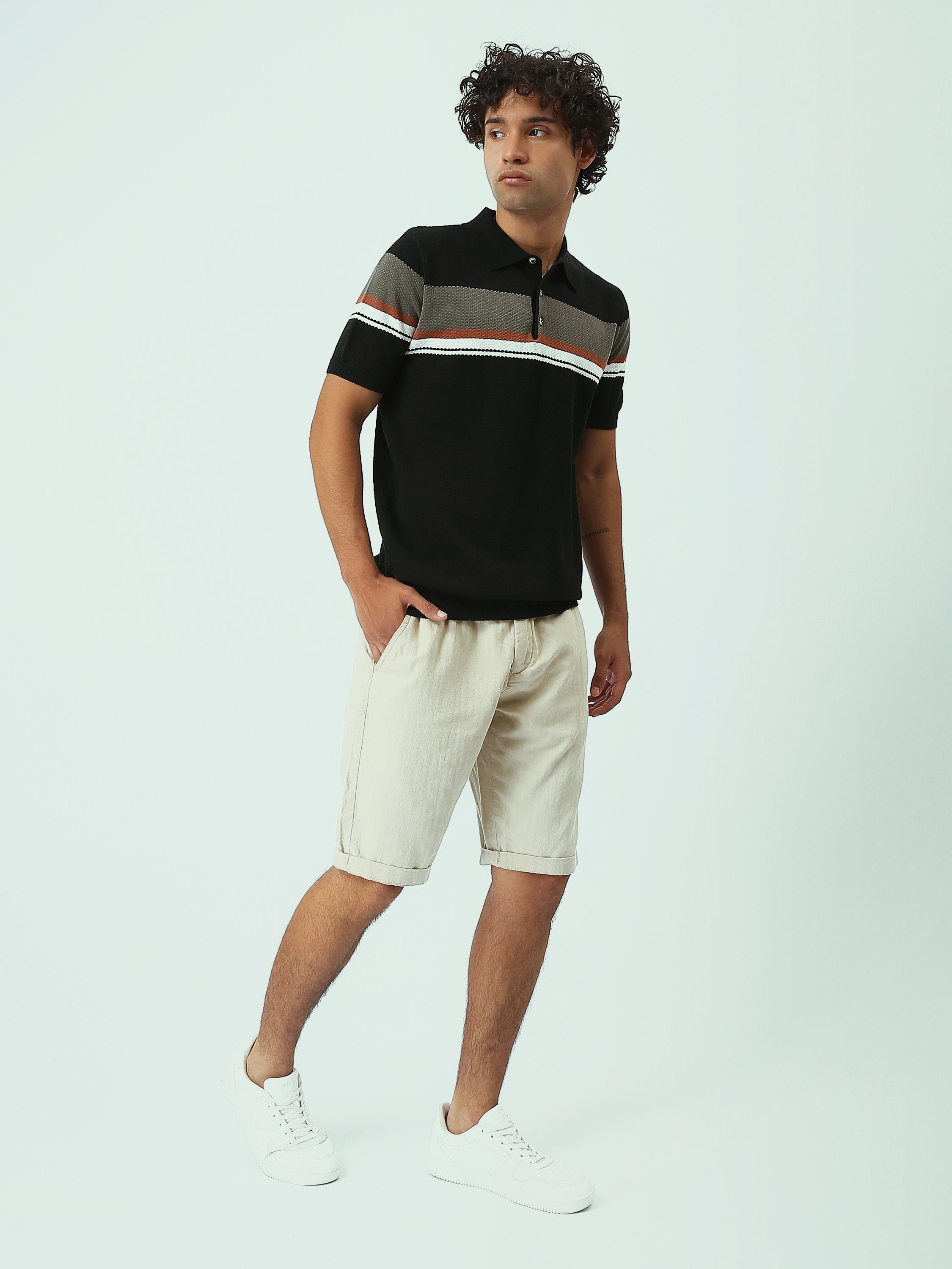 Polo Homme en Maille à Rayures – Style Casual Chic - POS25SKTR21935TM1