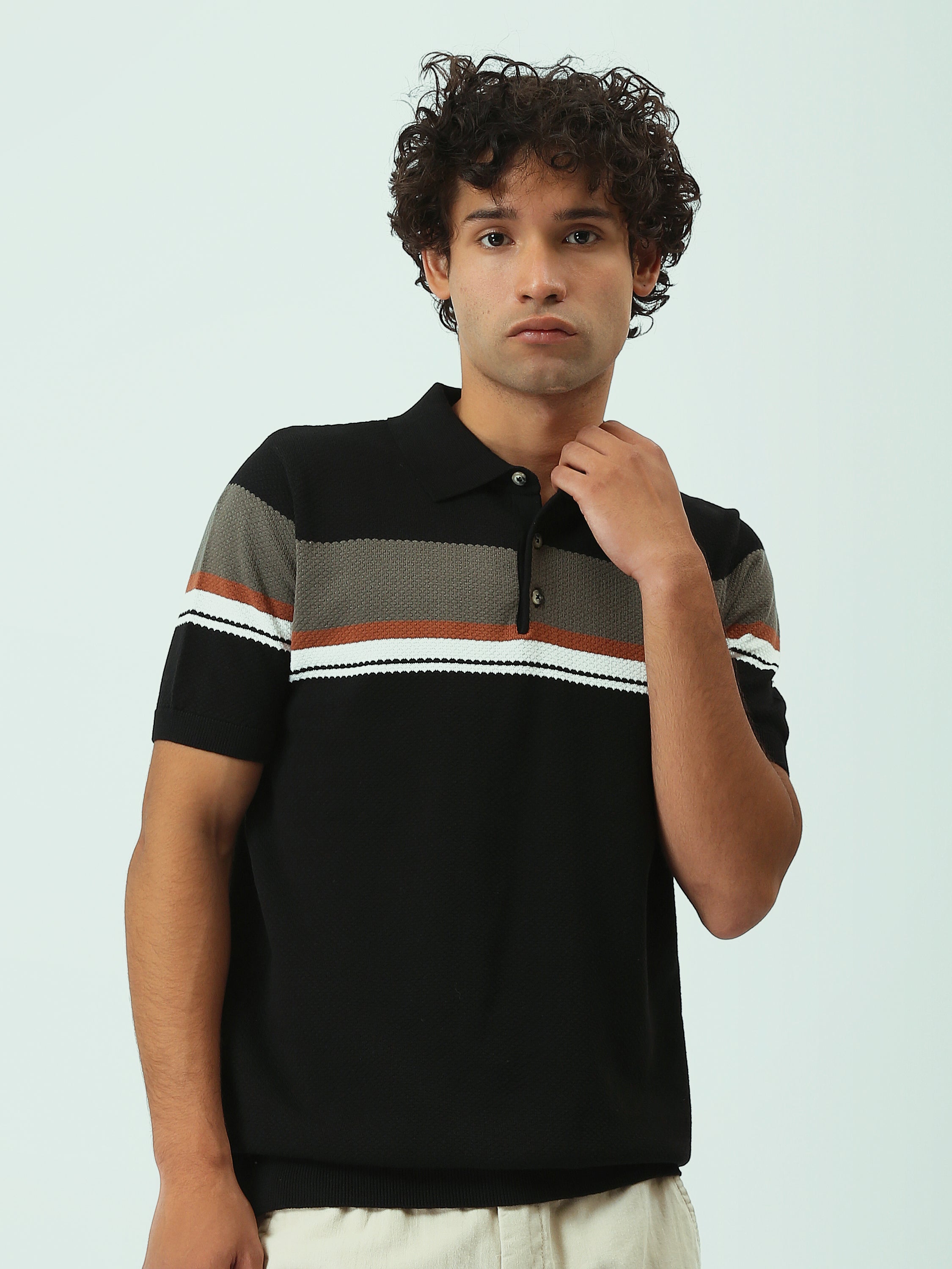 Polo Homme en Maille à Rayures – Style Casual Chic - POS25SKTR21935TM1