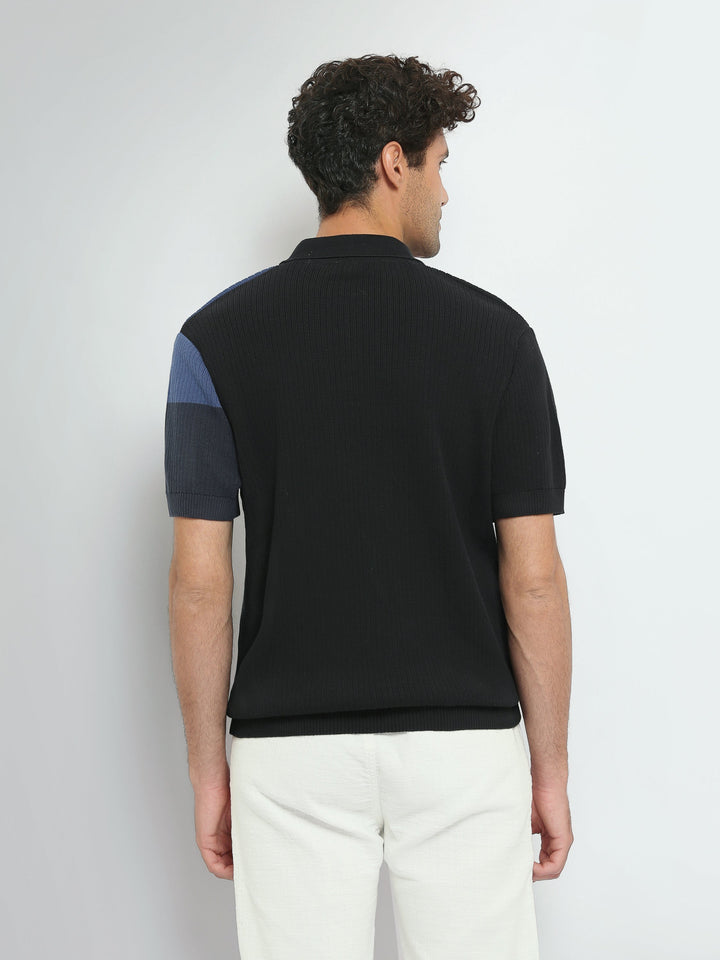 Polo Homme en Maille à Motifs Géométriques – Style Moderne - POS25SKTR21946TM1