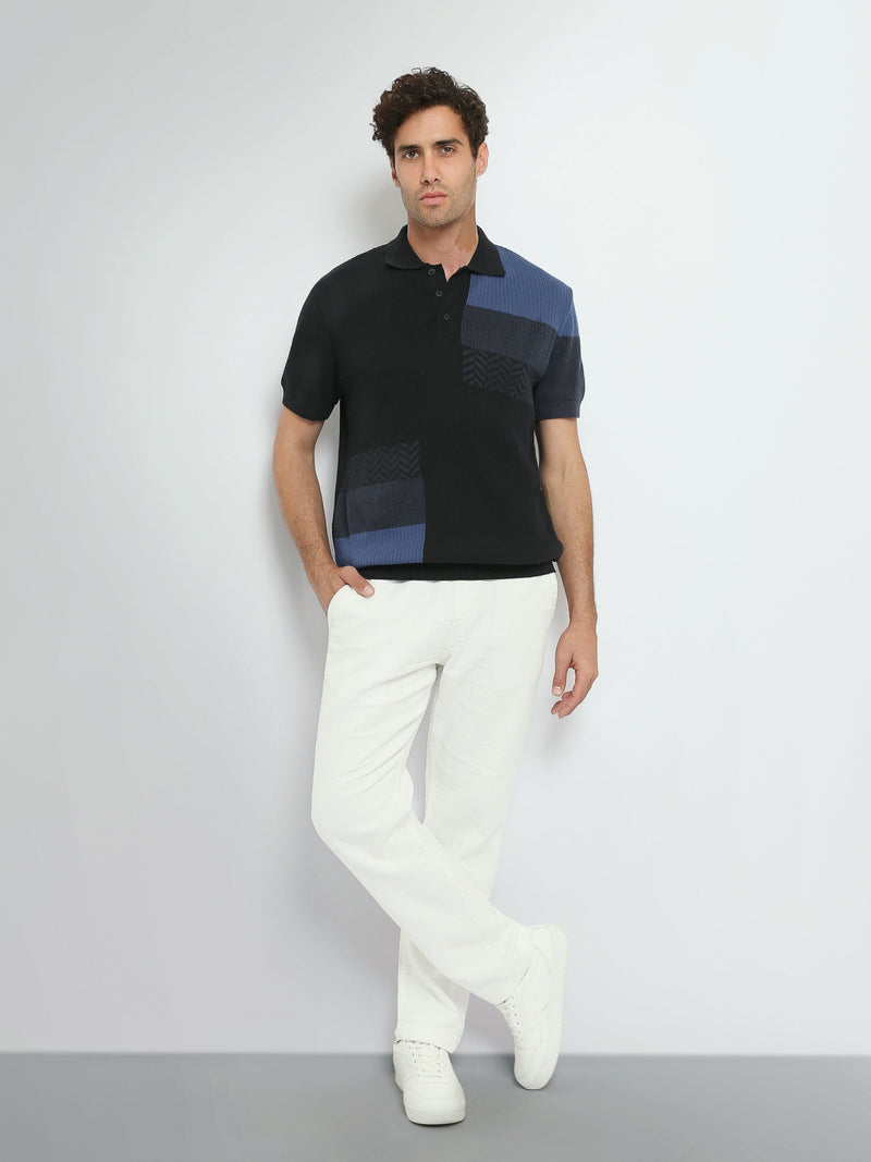 Polo Homme en Maille à Motifs Géométriques – Style Moderne - POS25SKTR21946TM1