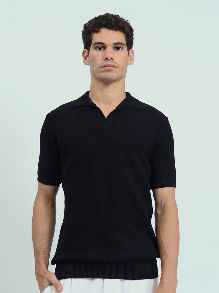 Polo Homme en Maille à Col Ouvert et Manches Courtes - POS25SKTV21945TM1
