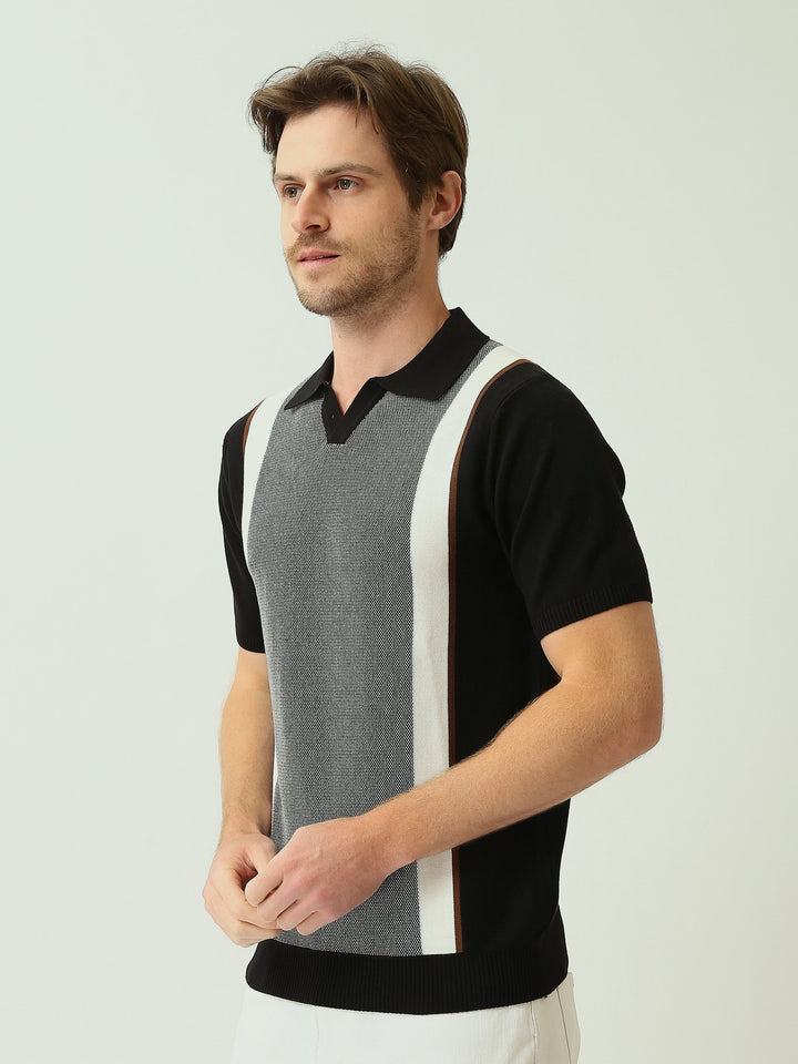 Polo Homme en Maille à Motif Graphique Vertical - POS25SKTV21948TM1